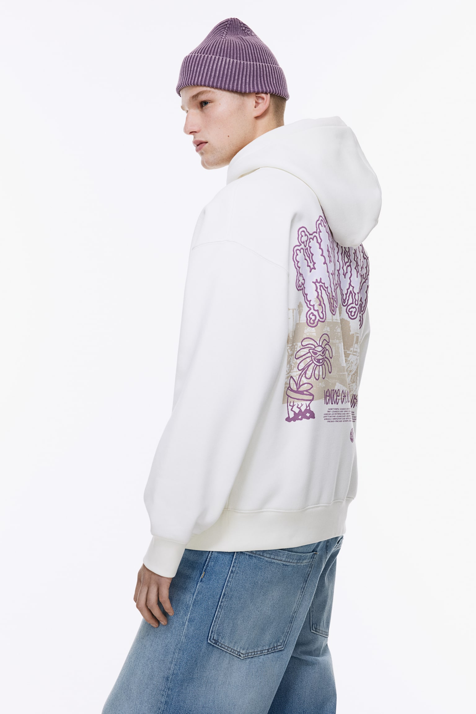 Oversized Fit Design Detail Hoodie - White/Hardcore/Black/Car - 6