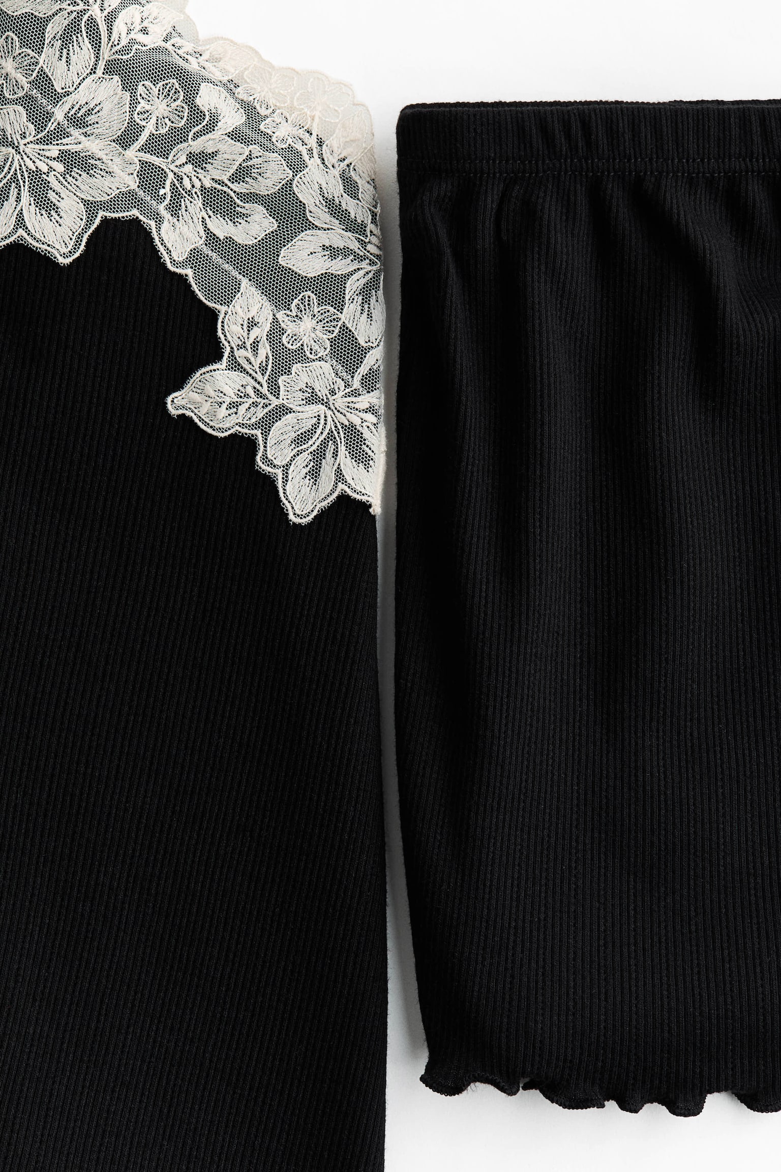 Pijama reiată din jerseu - Negru/Roz-deschis/Crem - 4