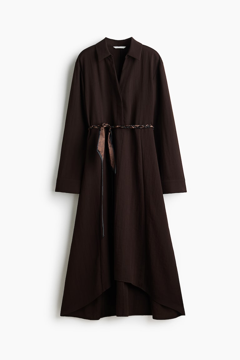 Women's Dark brown Flared Dress with Belt