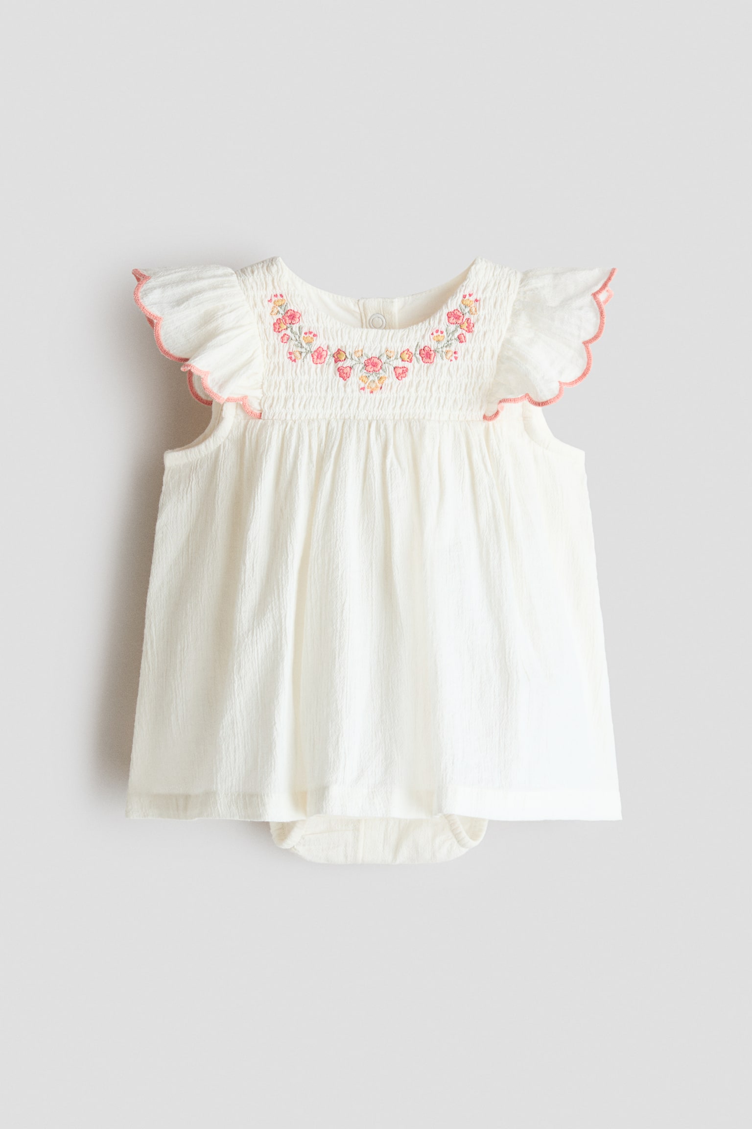 Cotton Bodysuit Dress - White/Flowers/White/Floral - 1