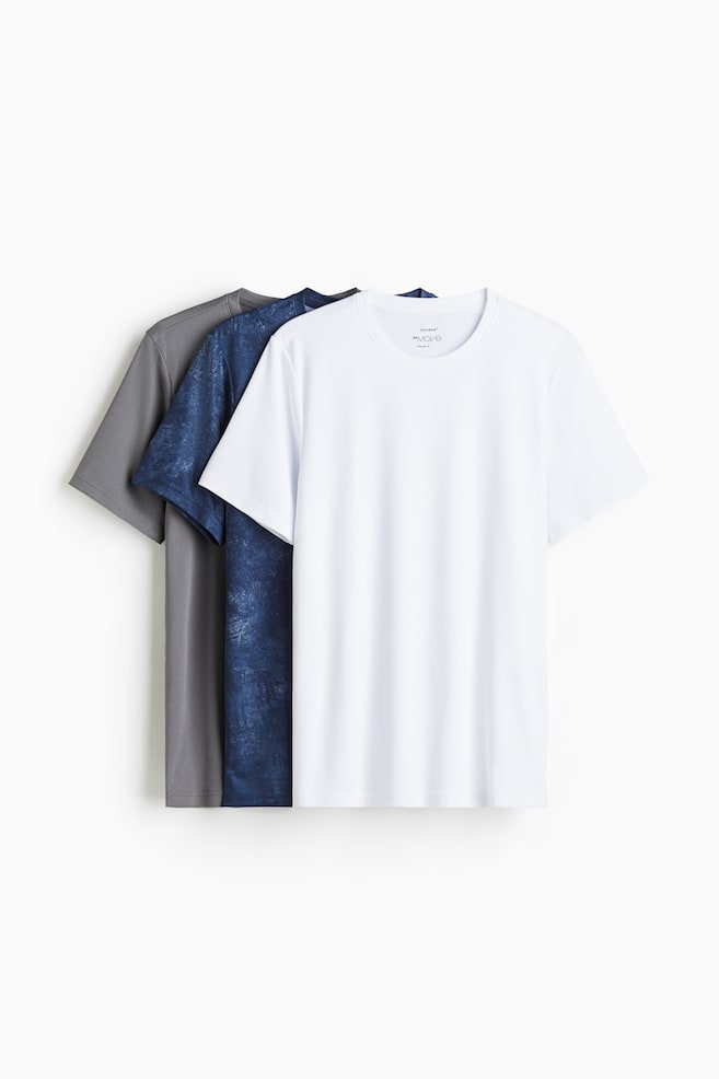 3-Pack Regular-Fit Sports Shirts with DryMove™ - White/gray/blue/Dark khaki green/black/white/Black - 1