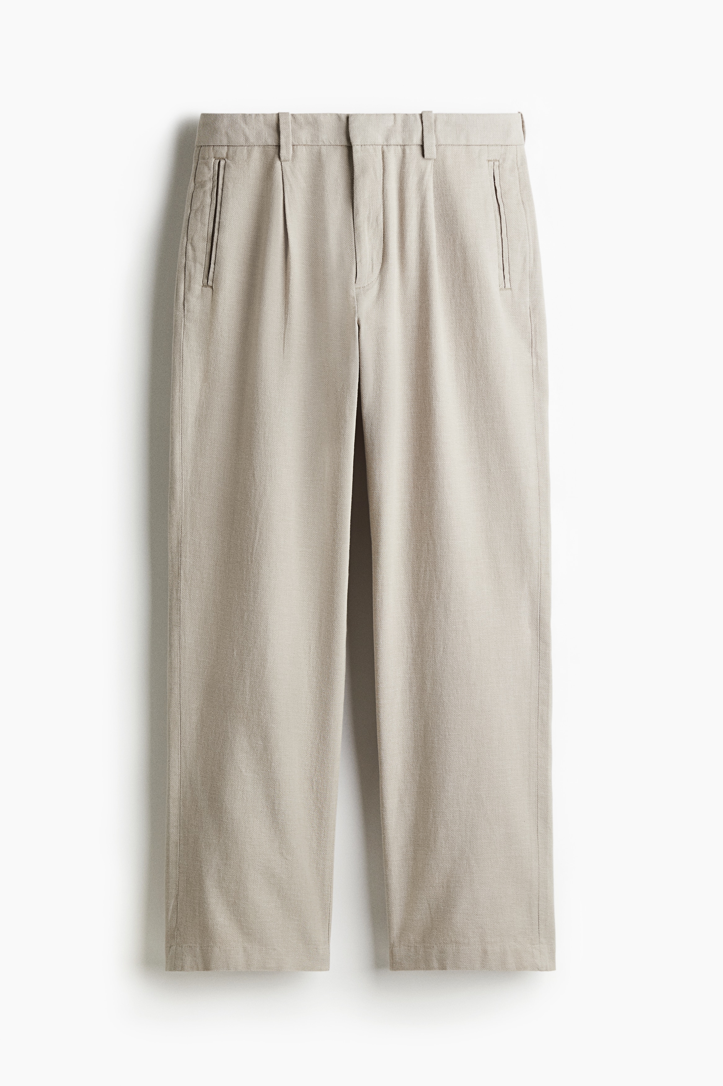 Pantalon Relaxed Fit en lin mélangé - Beige/Noir/Marron foncé/Crème