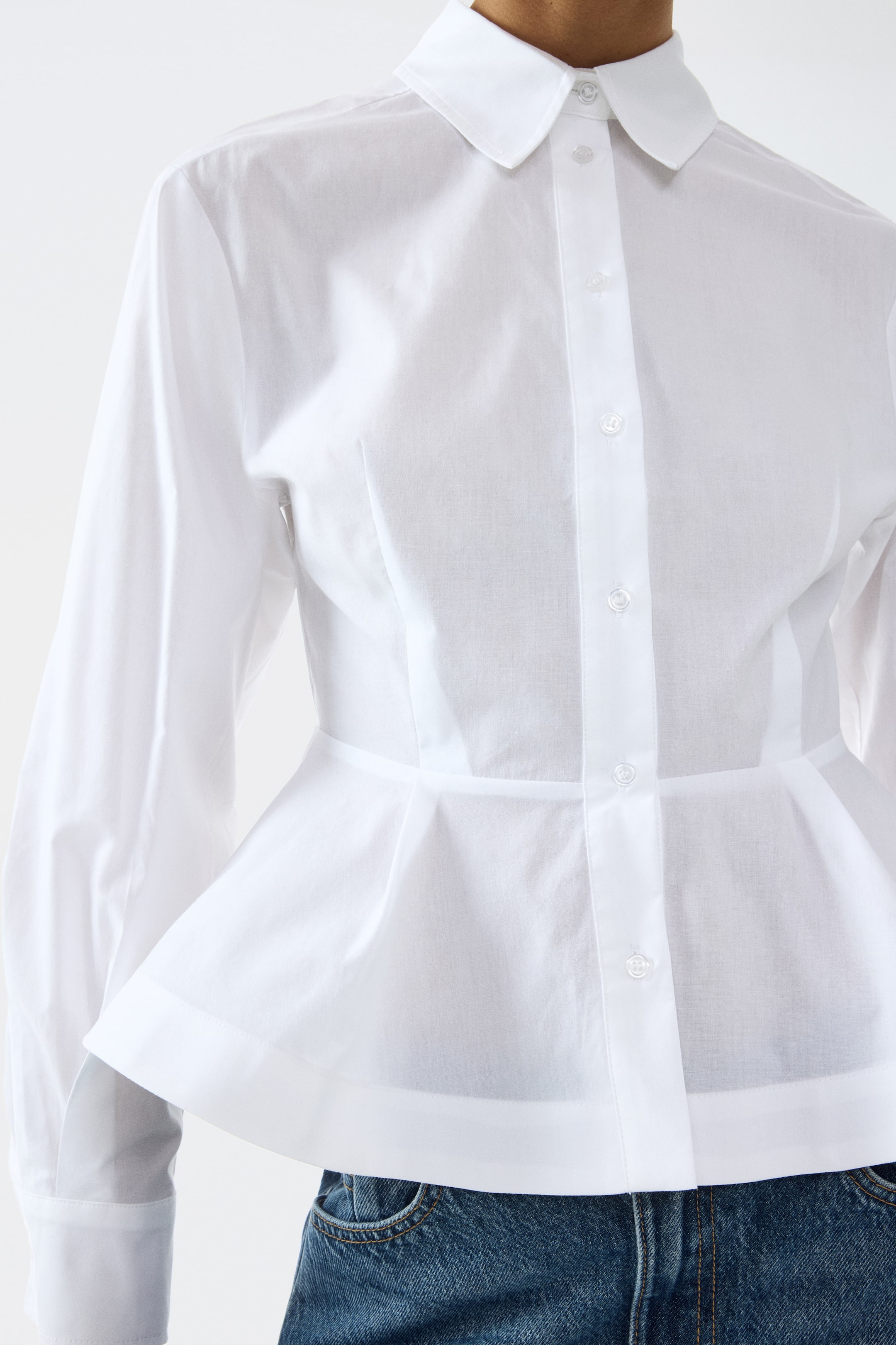 Chemise péplum en popeline