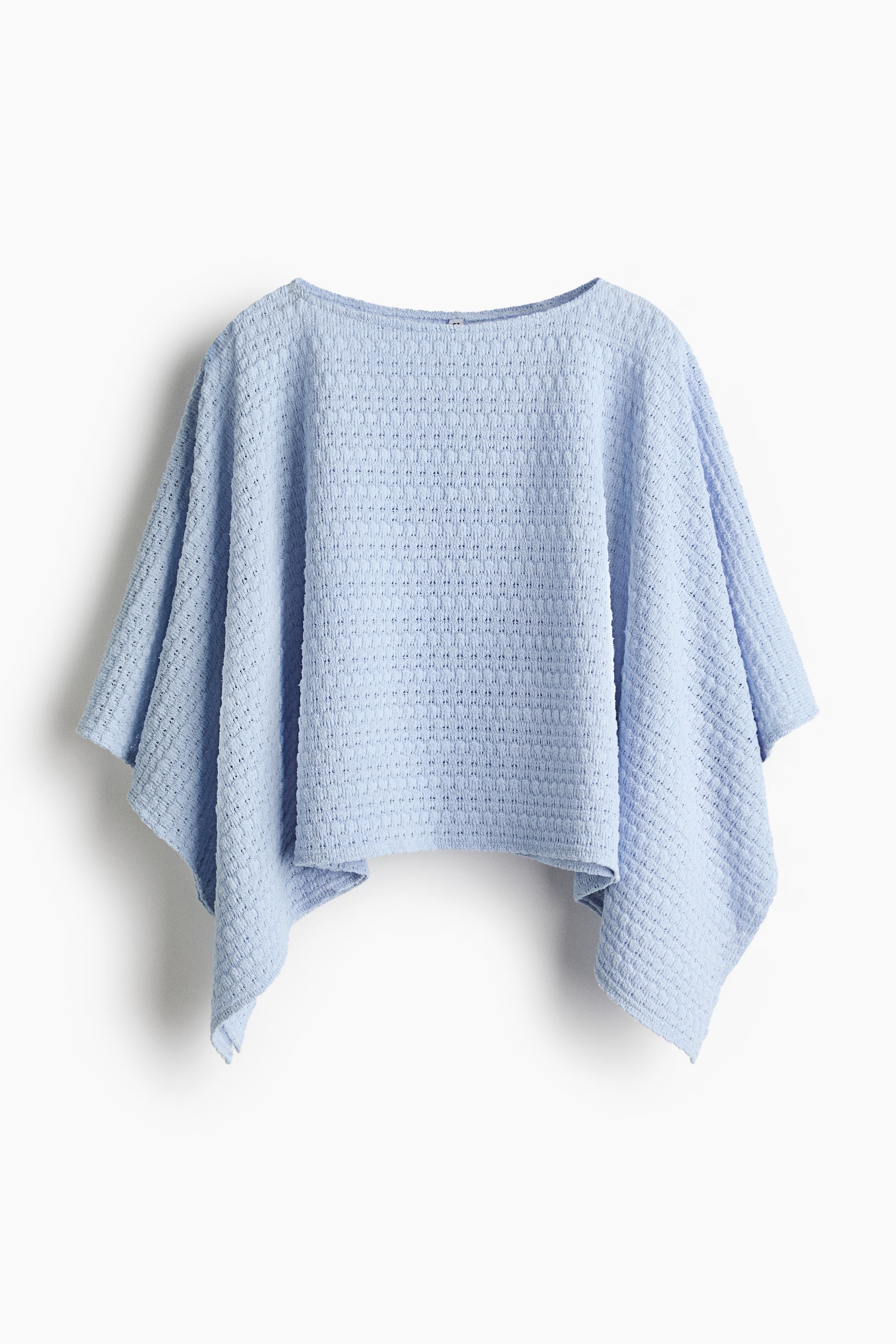 Top a mantella in maglia strutturata - Azzurro/Crema