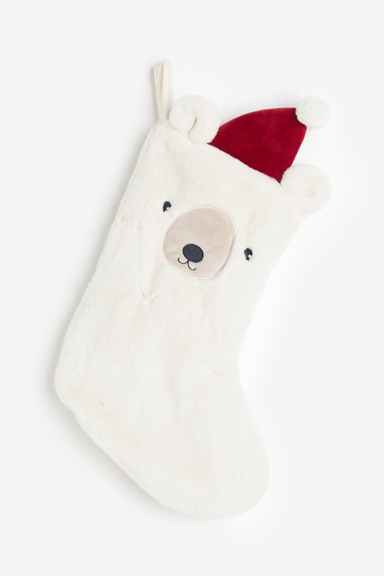 Pile Christmas stocking - White/Bear - 1