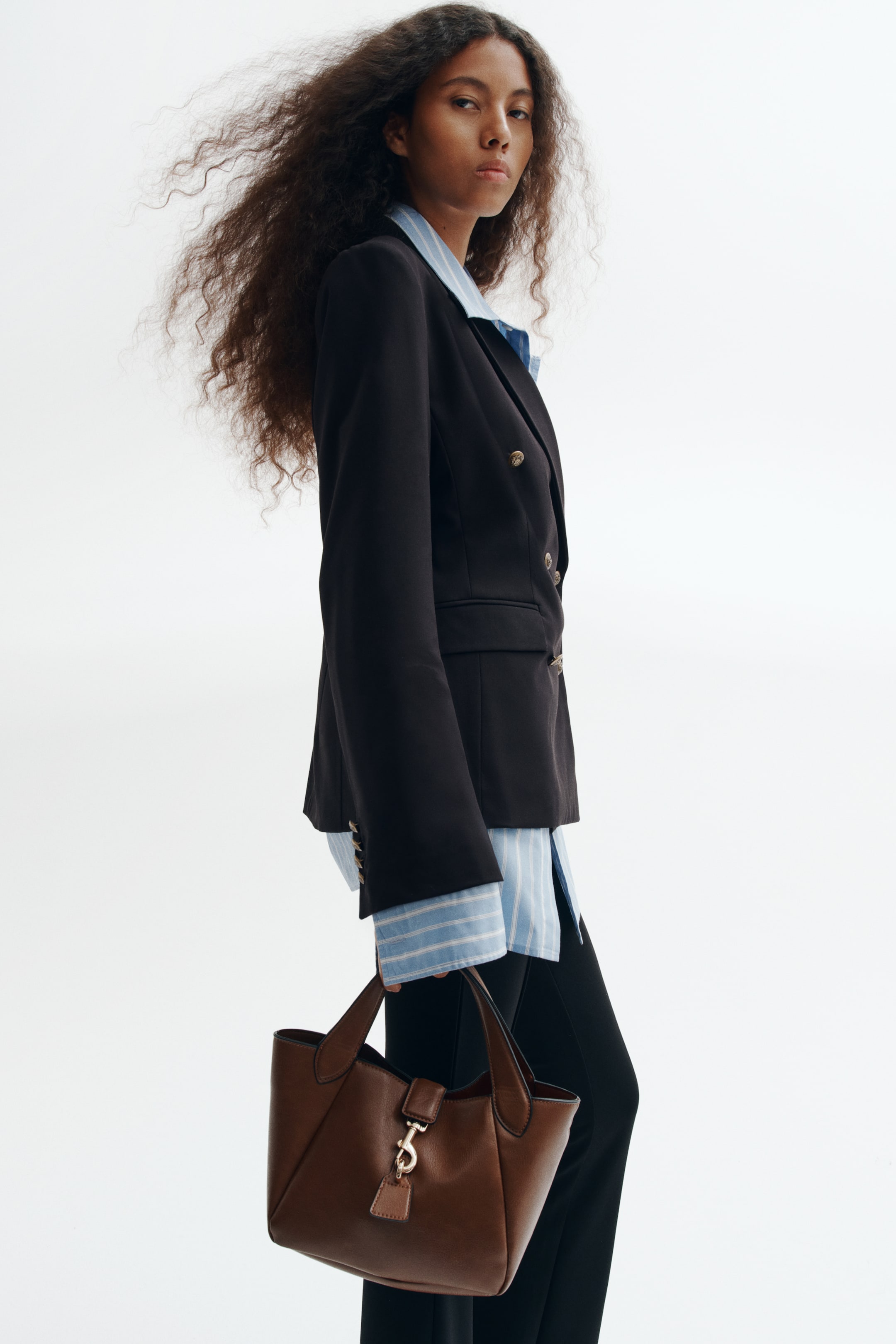 Double-Breasted Twill Blazer