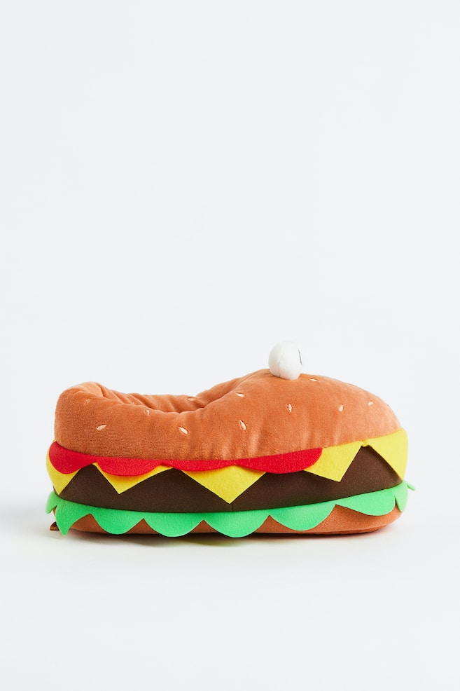 Pantofole morbide a forma di hamburger - Marrone chiaro/hamburger/Rosso/patatine fritte - 3