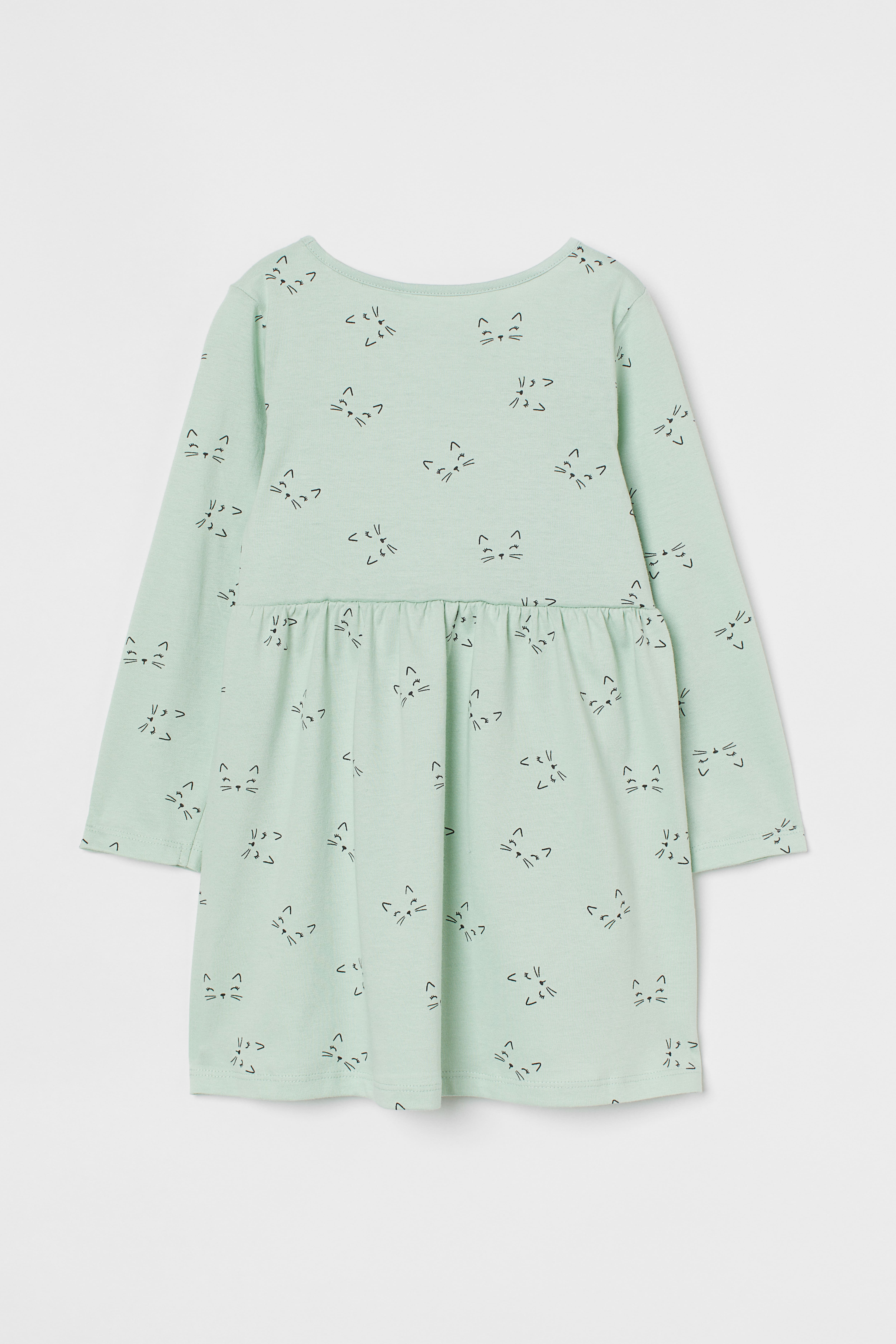 Cotton Jersey Dress Light green cats Kids H M US