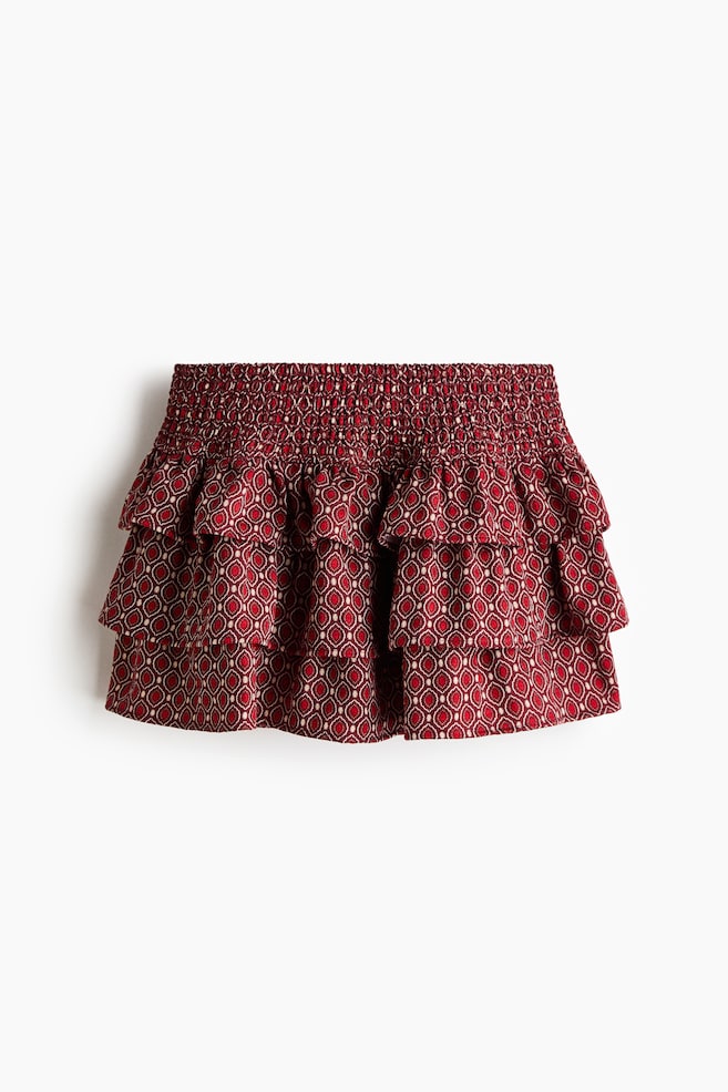 Tiered skort - Burgundy/Patterned - 1