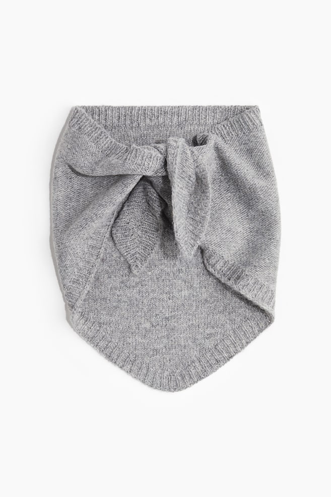Foulard triangolare in maglia - Grigio mélange - 1