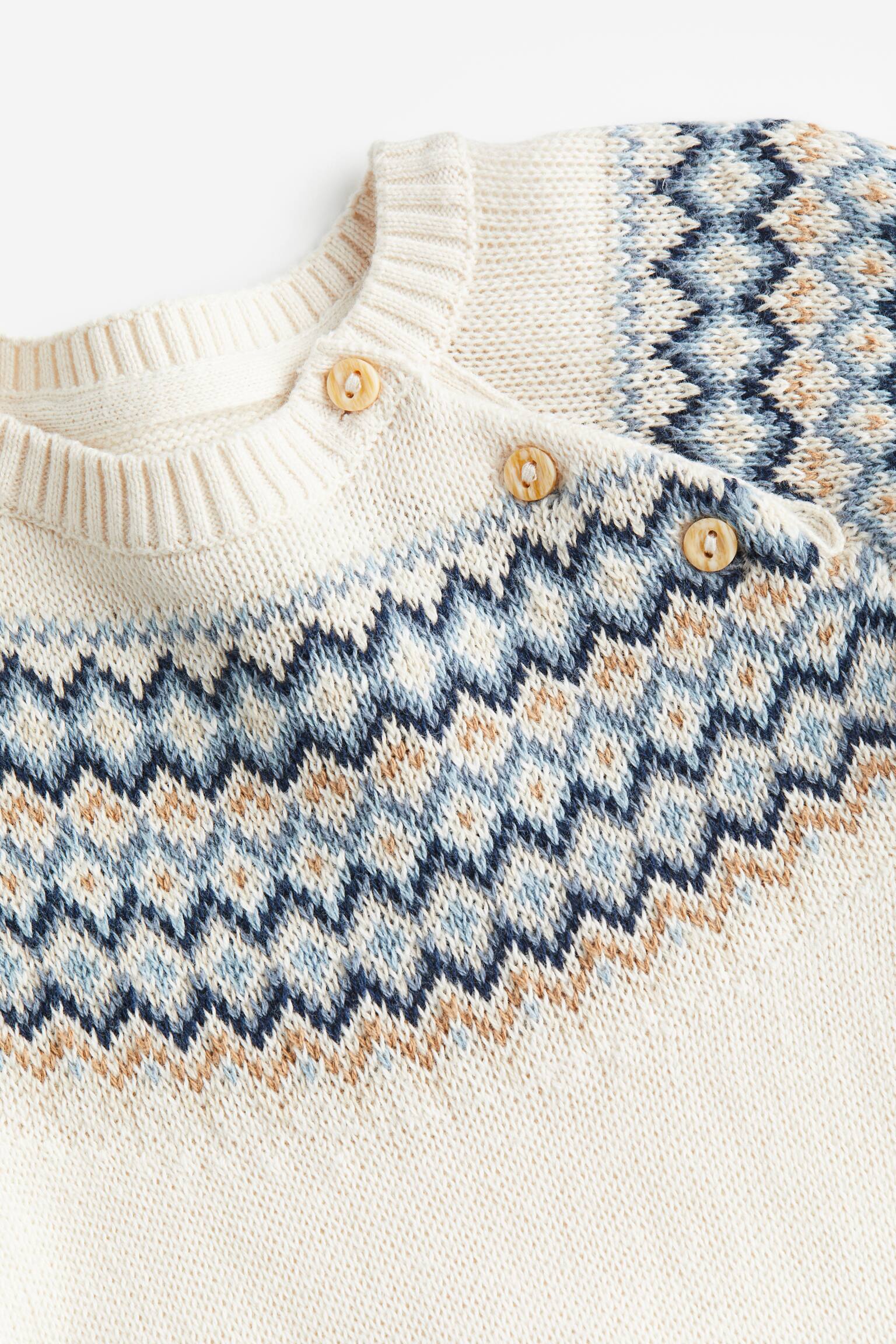 Bộ romper dệt kim - Màu be nhạt/Xanh dương - 2