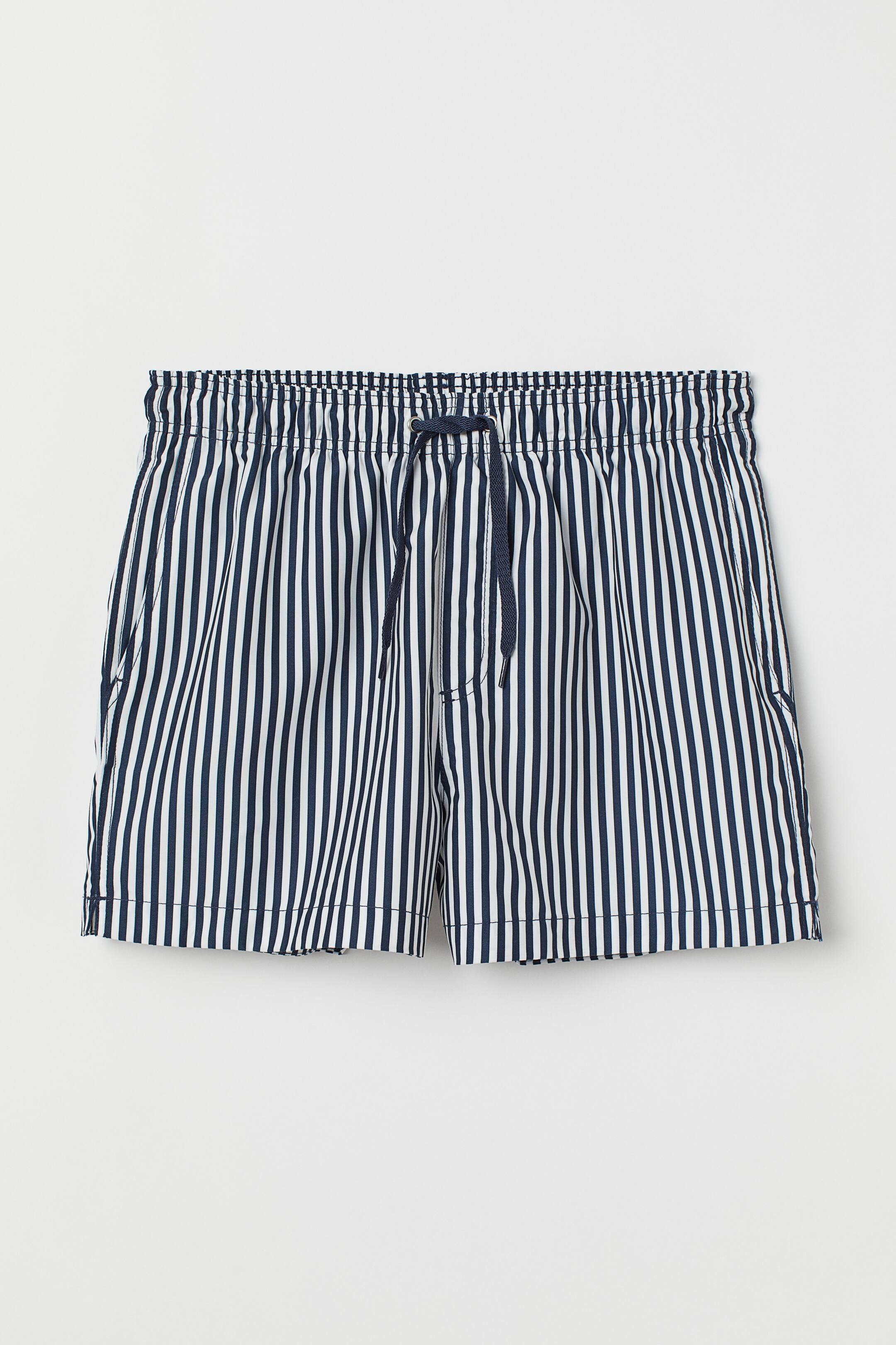 View larger image: Swim shorts - Dark blue/White striped - Men | H&M 1