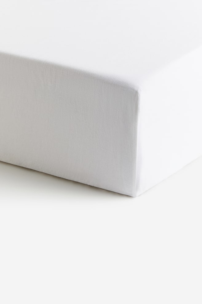 Fitted Linen-blend Sheet - White - 1