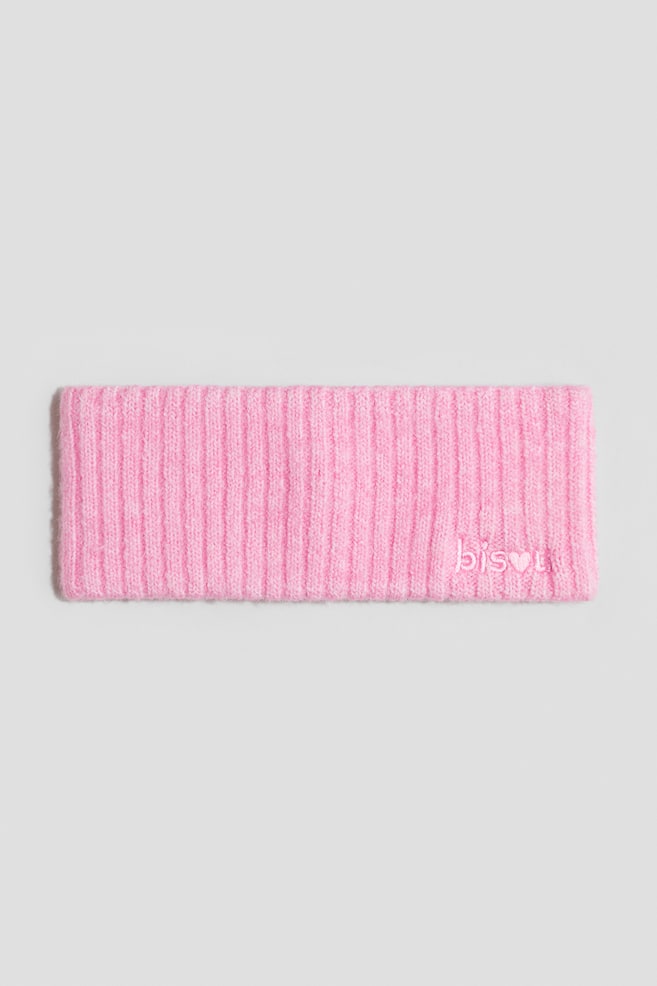 Bandeau côtelé avec détails brodés - Rose/Crème - 1