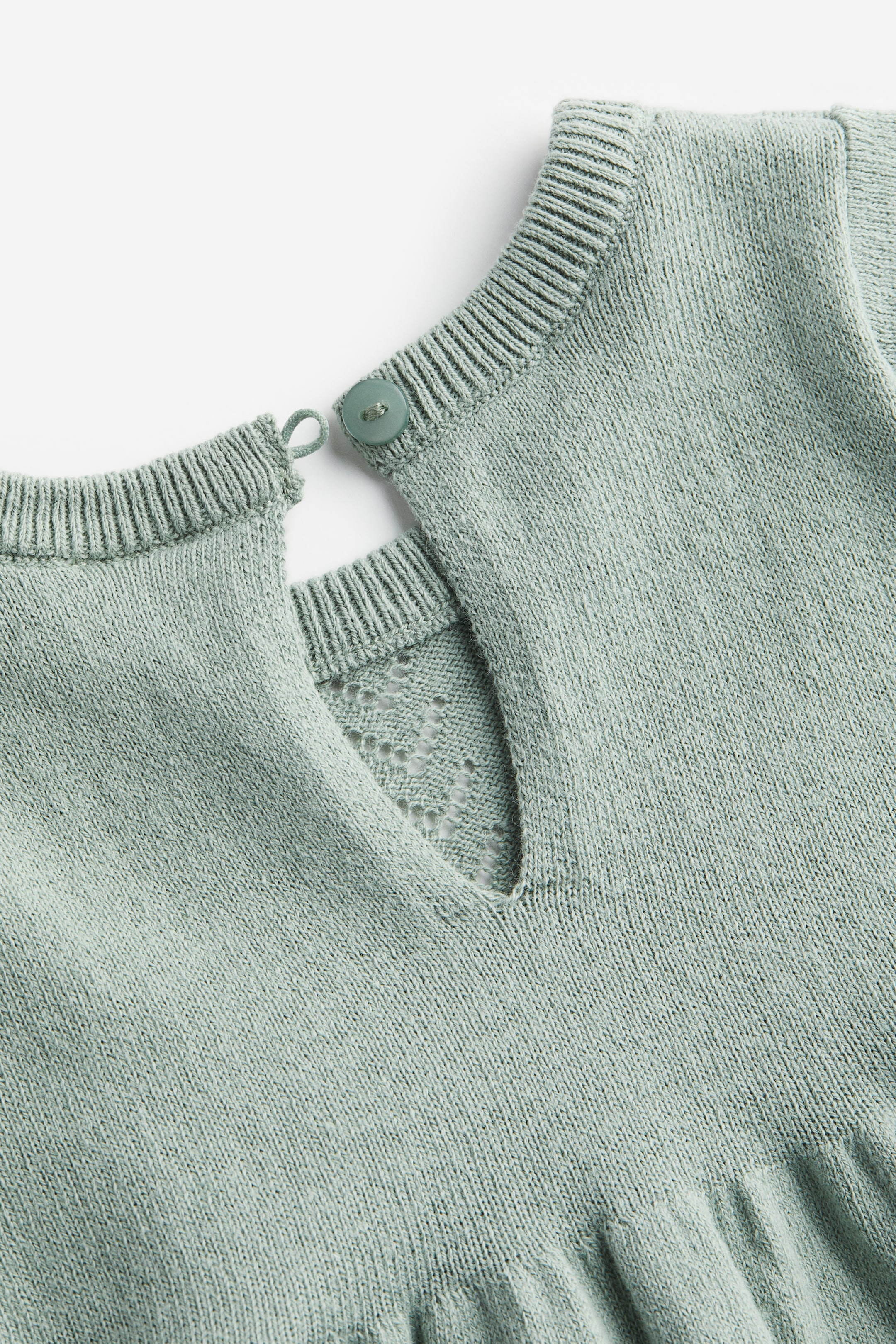 View larger image: Knitted cotton dress - Dusty green - Kids | H&M HK 2
