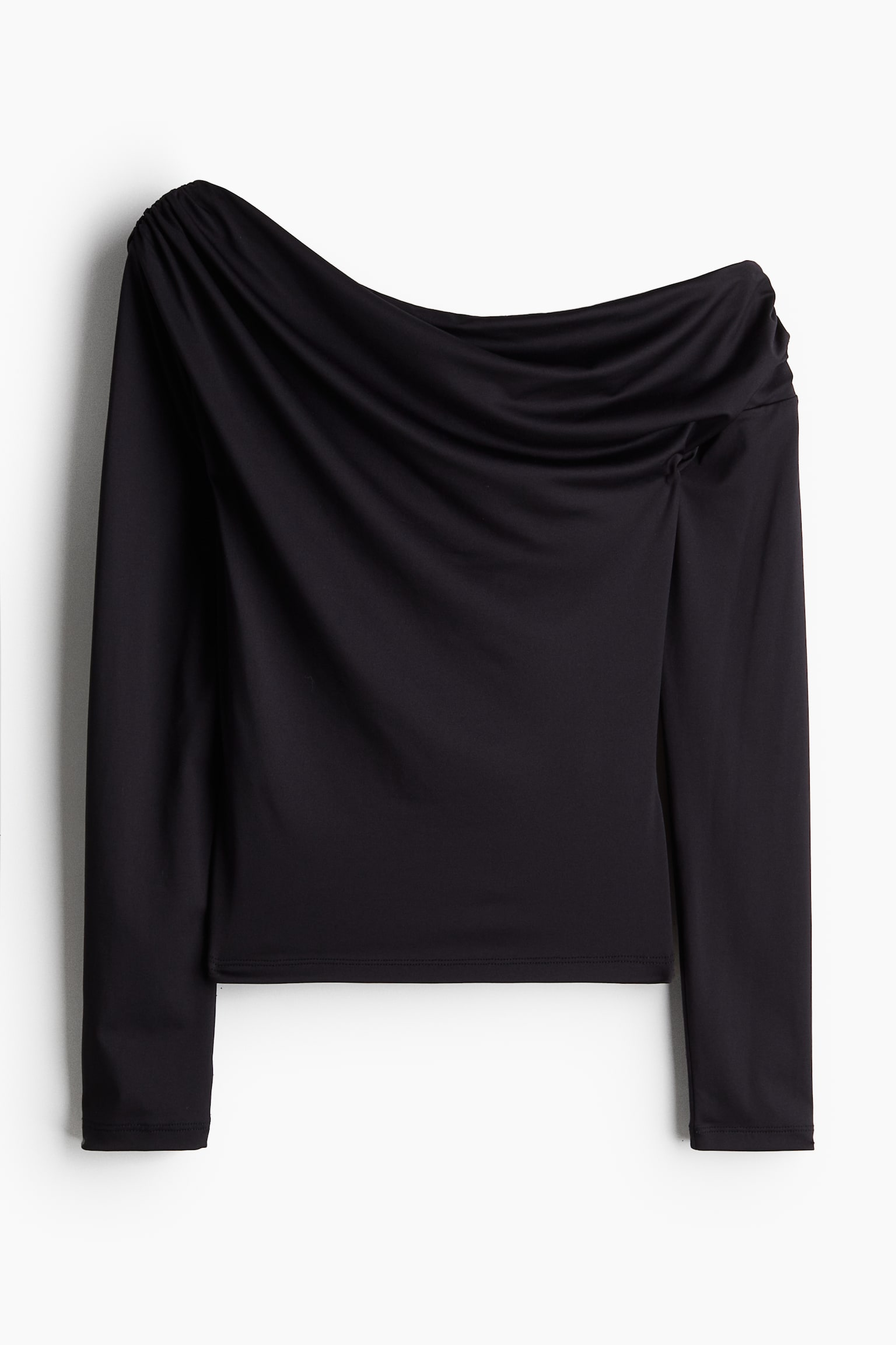 Draped Off The Shoulder Top - Black - 2