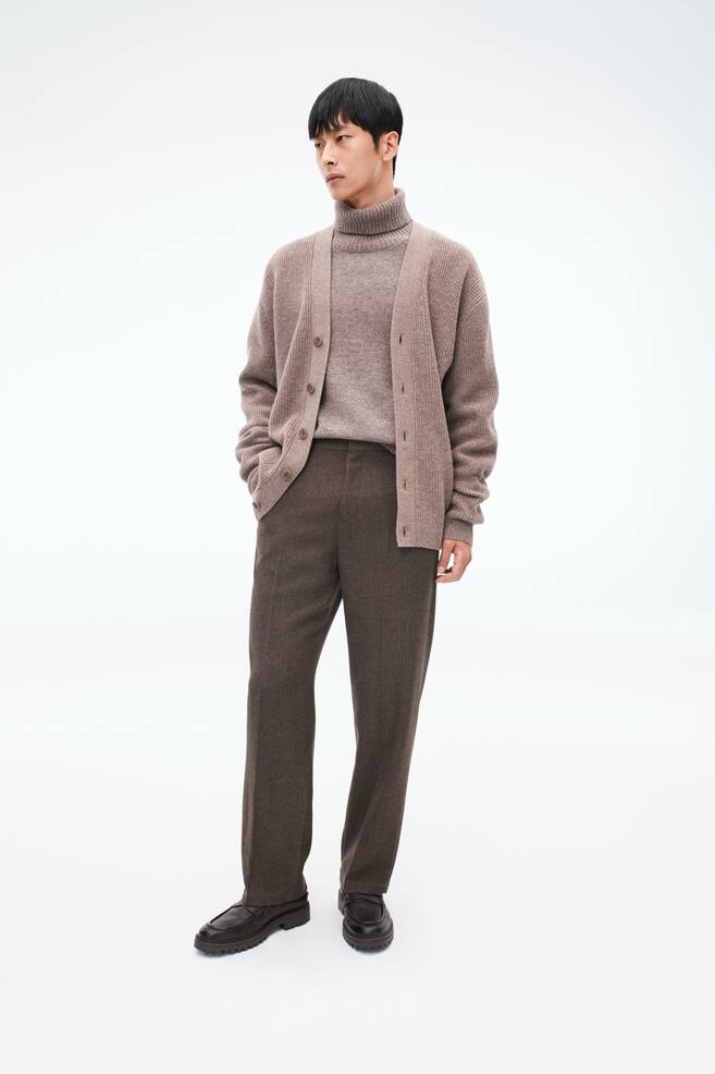 Relaxed Fit Tailored trousers - Dark brown/Greige/Dark grey - 1