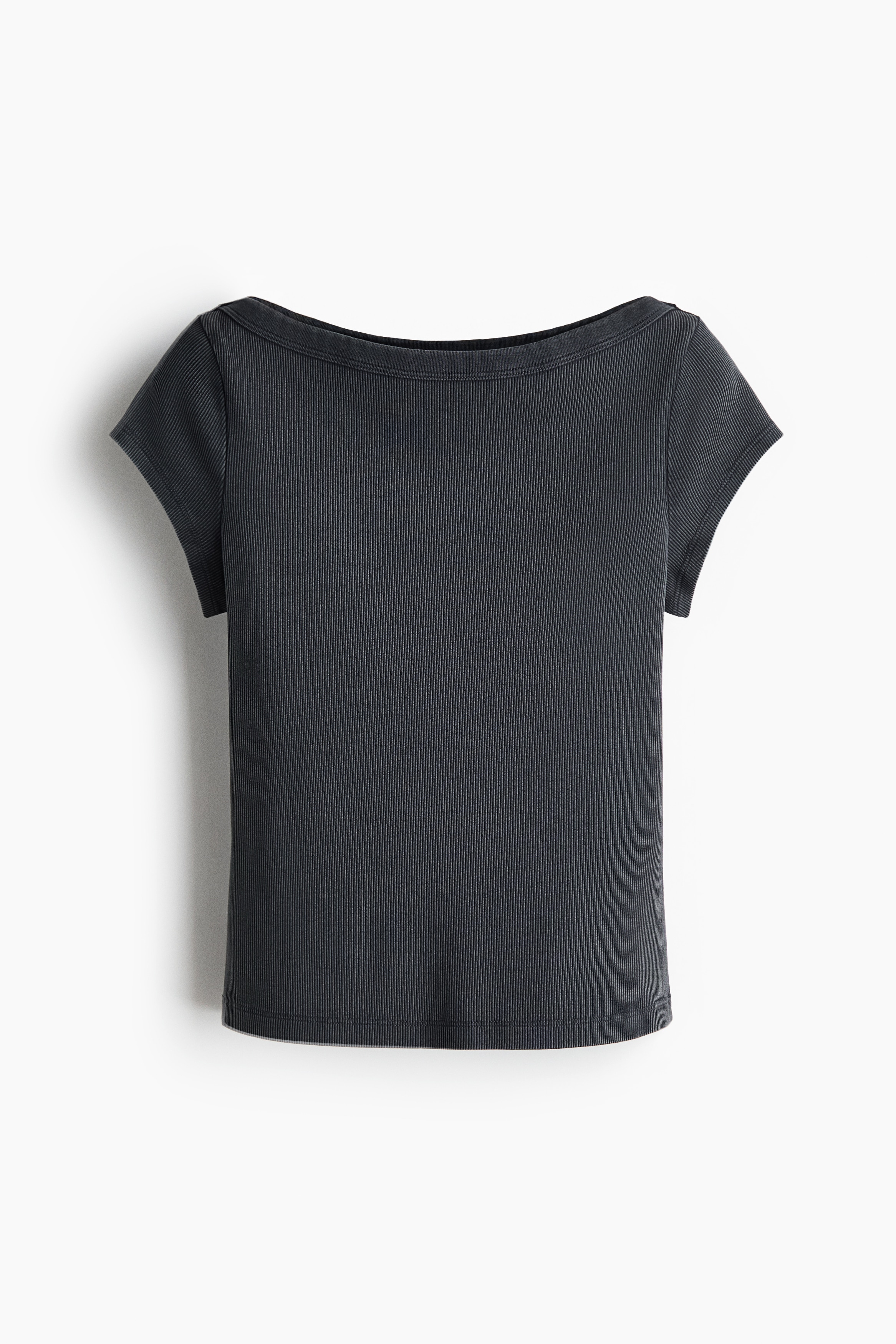 Rib-knit boat-neck top