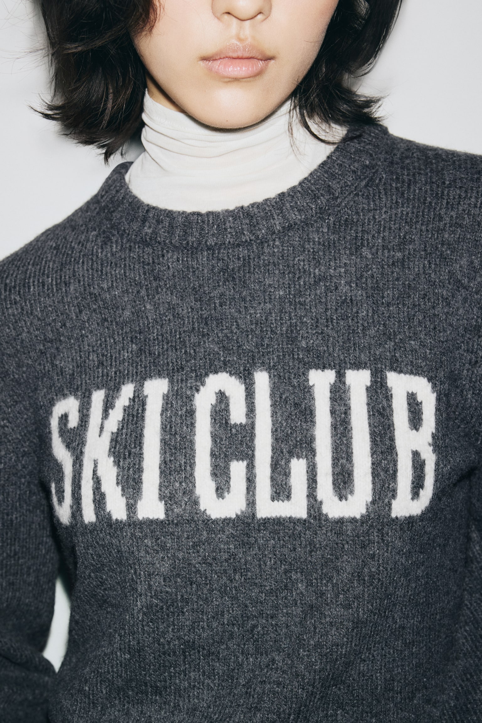 Jacquard-knit jumper - Dark grey marl/Ski Club - 1