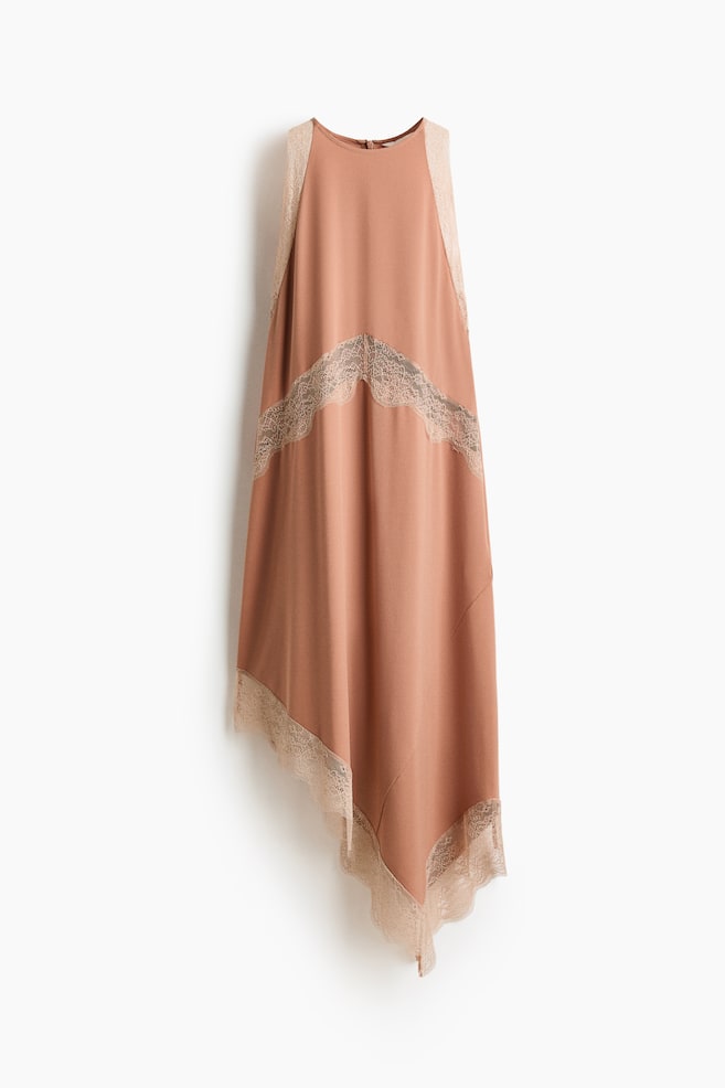 Kjole med blondekant - Beige - 1