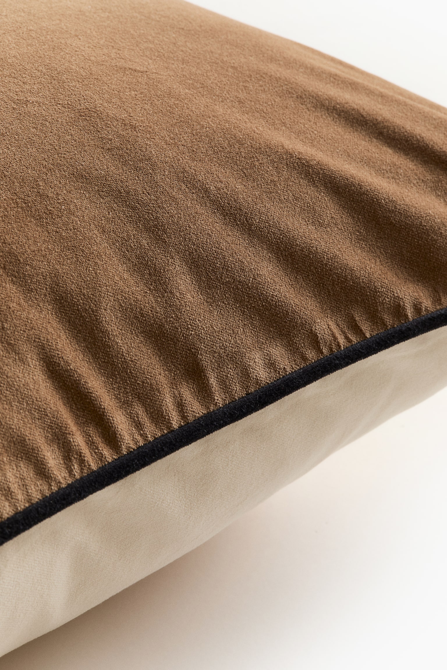 Piping-detail velvet cushion cover - Light beige/Brown/Old rose/Light dusty pink/Light green/Greige - 6