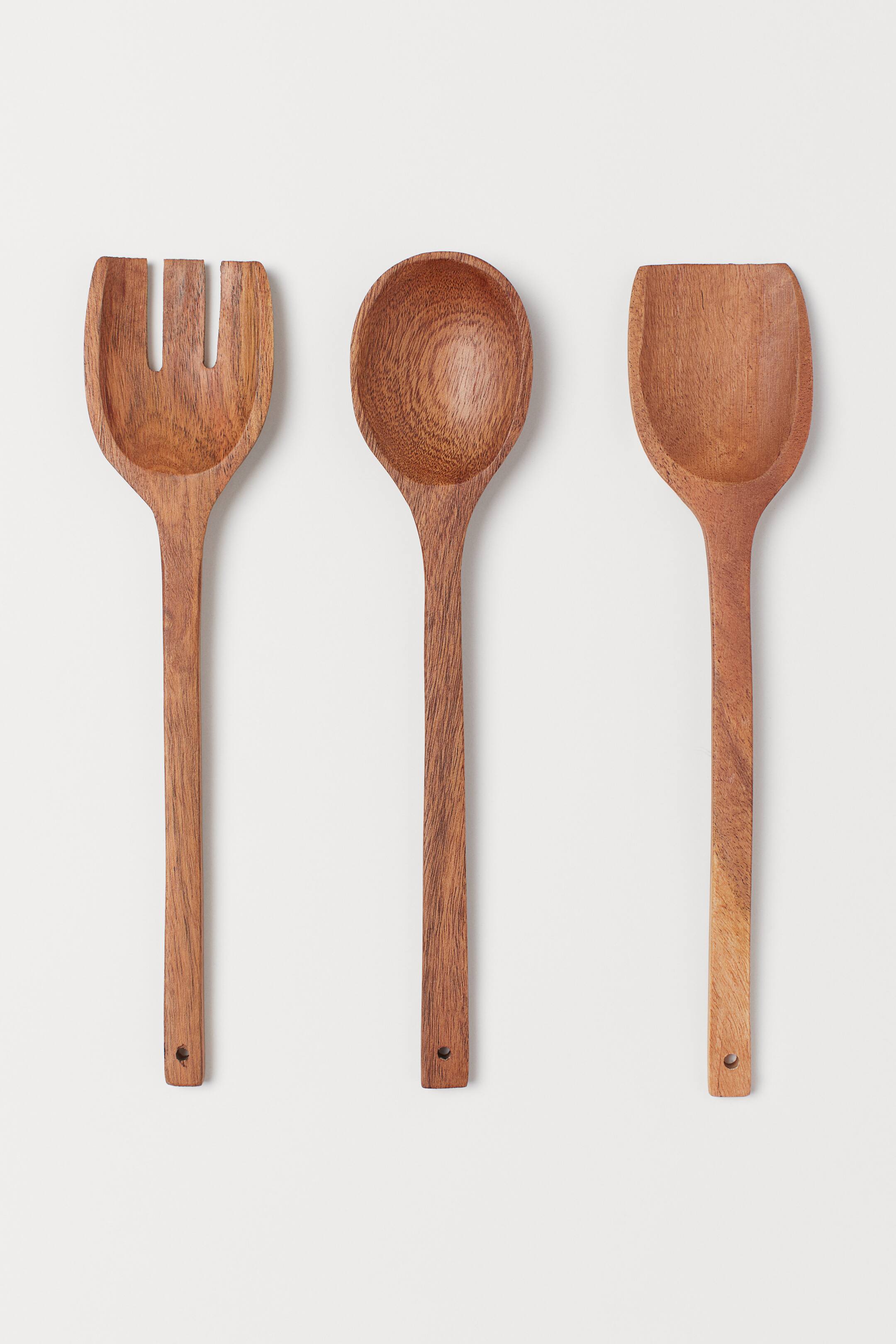 Agrandir l'image: Couverts de service, lot de 3 - Marron/bois d’acacia - Home All | H&M FR 1