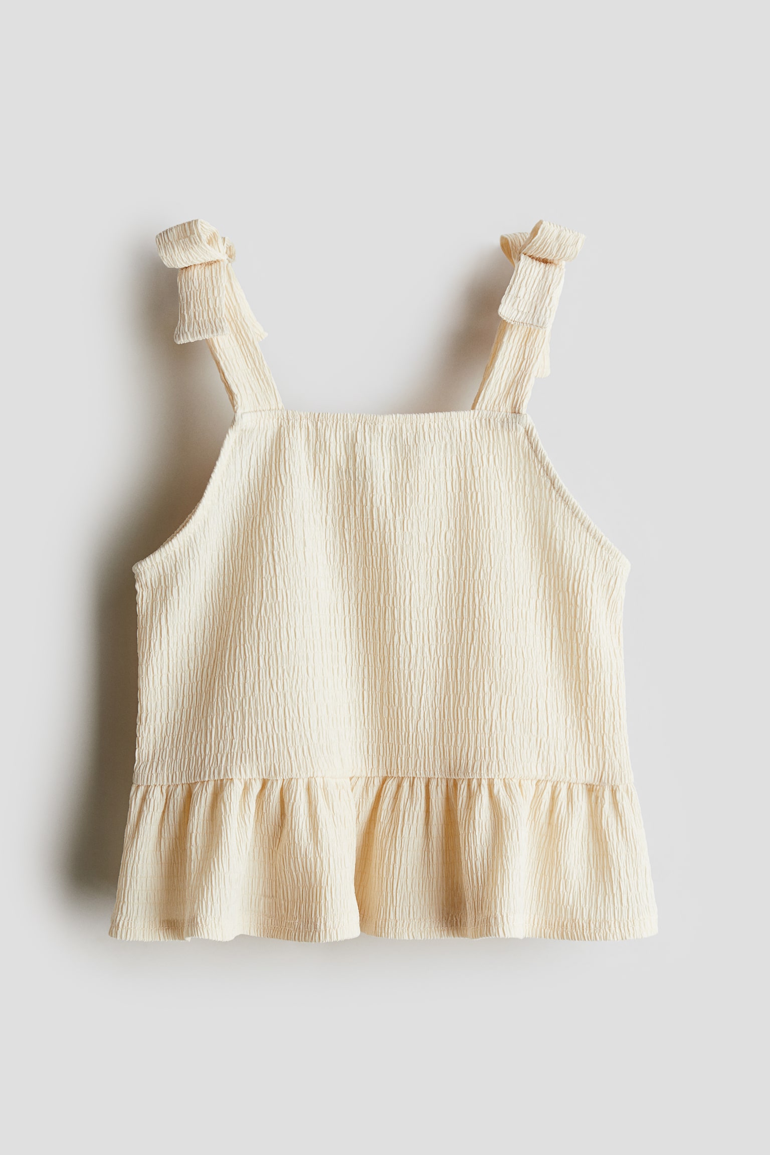 Crinkled jersey top - Cream/Dusty blue/Yellow - 1