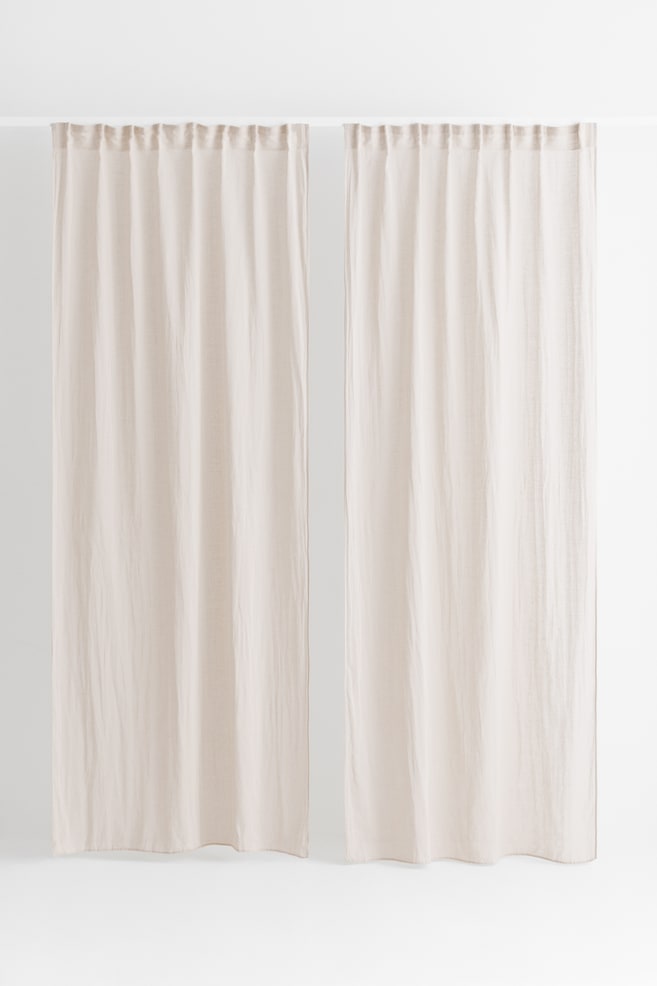 2-pack multiway linen-blend curtains - Light beige/White/Light turquoise - 4