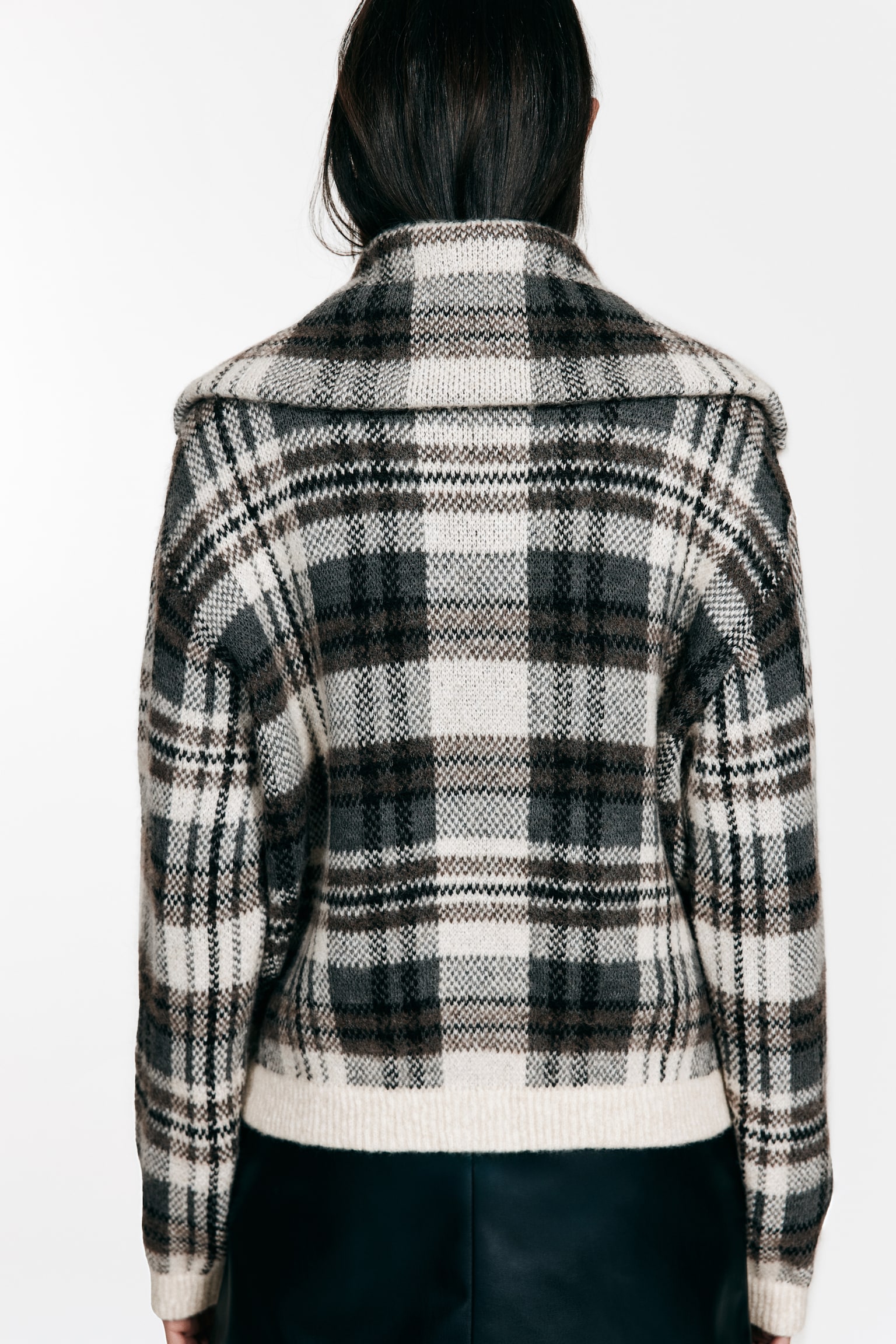 Jacquard-Knit Jacket - Light beige/plaid - 5