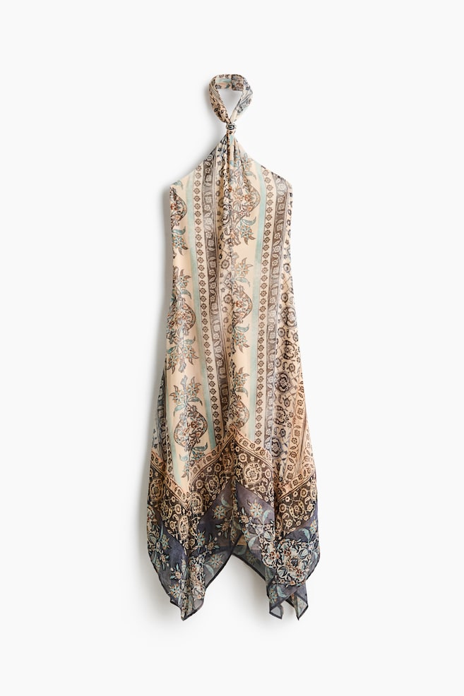 Halterjurk van chiffon - Lichtbeige/dessin/Lichtbeige/paisleydessin - 1