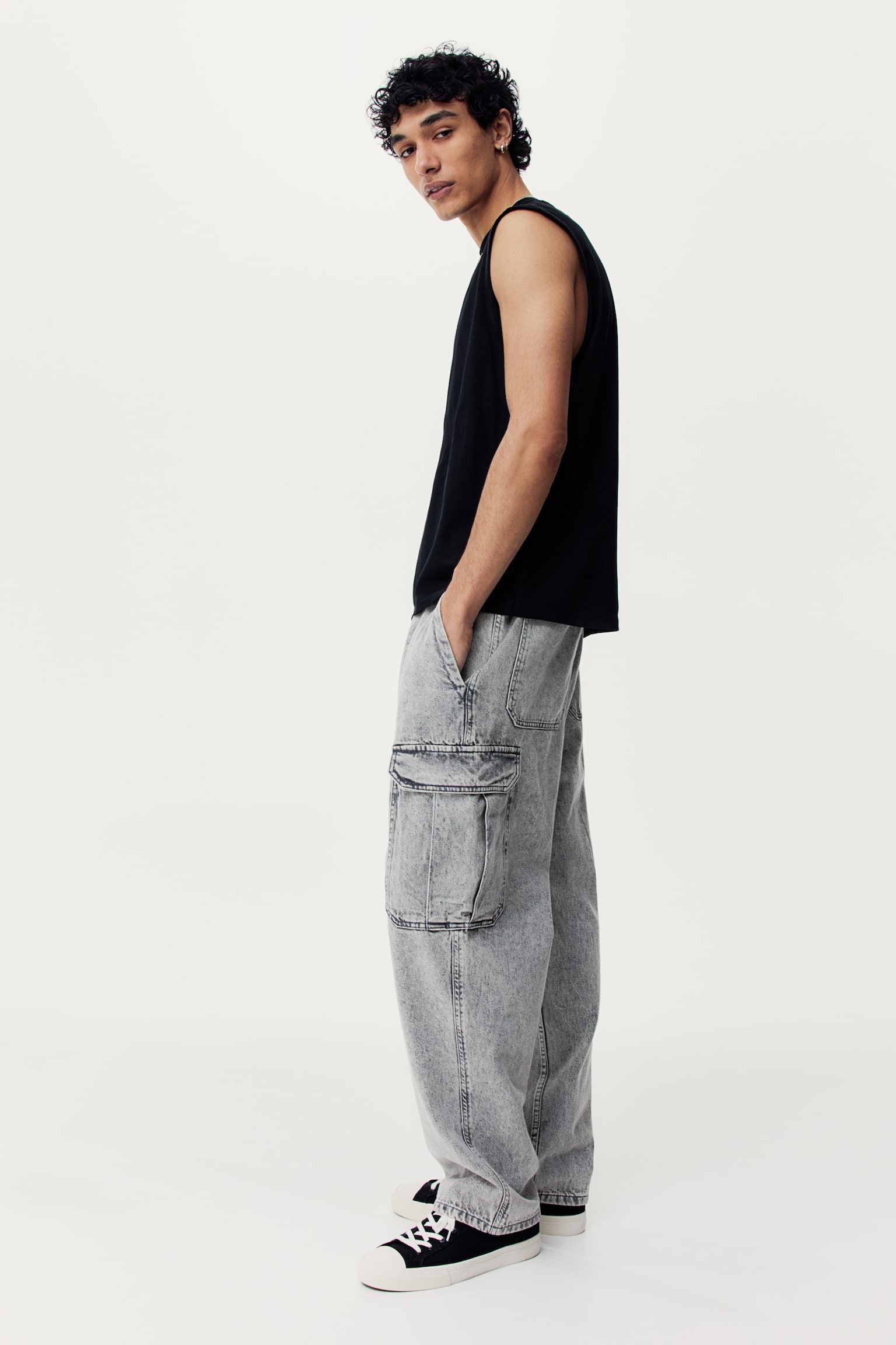 Loose Cargo Denim Joggers - Light denim grey/Black/Light denim blue/Navy blue - 5