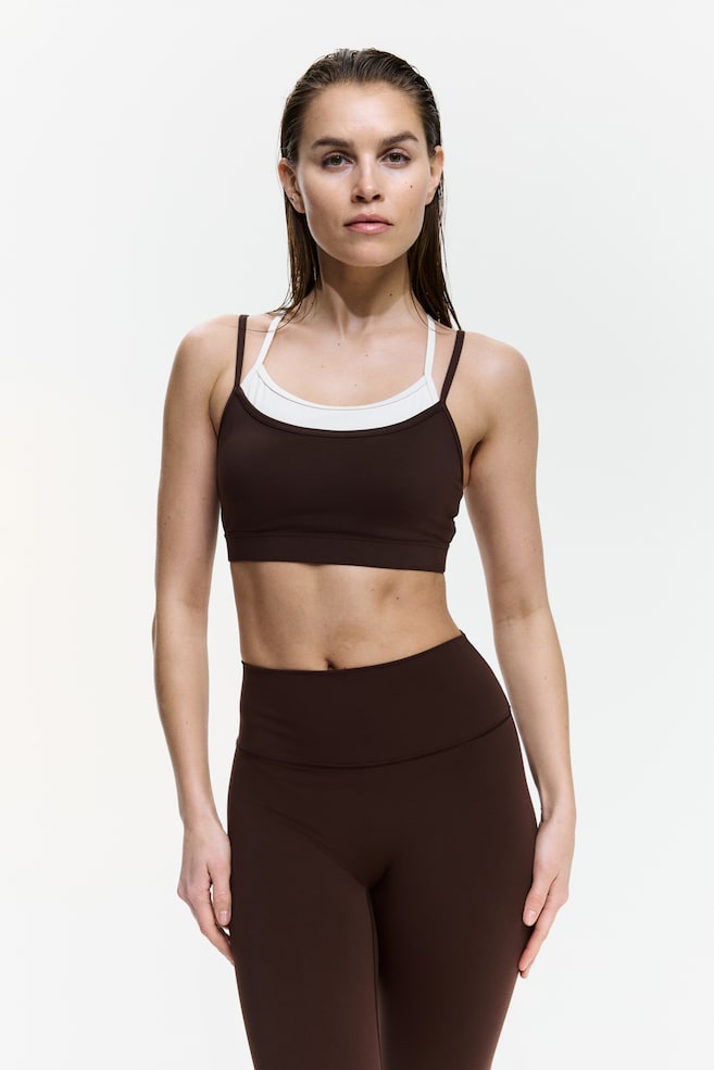 Sports bra with SoftMove™ - Warm brown/Light truffle/Colour block/Butter yellow/Moss green - 2