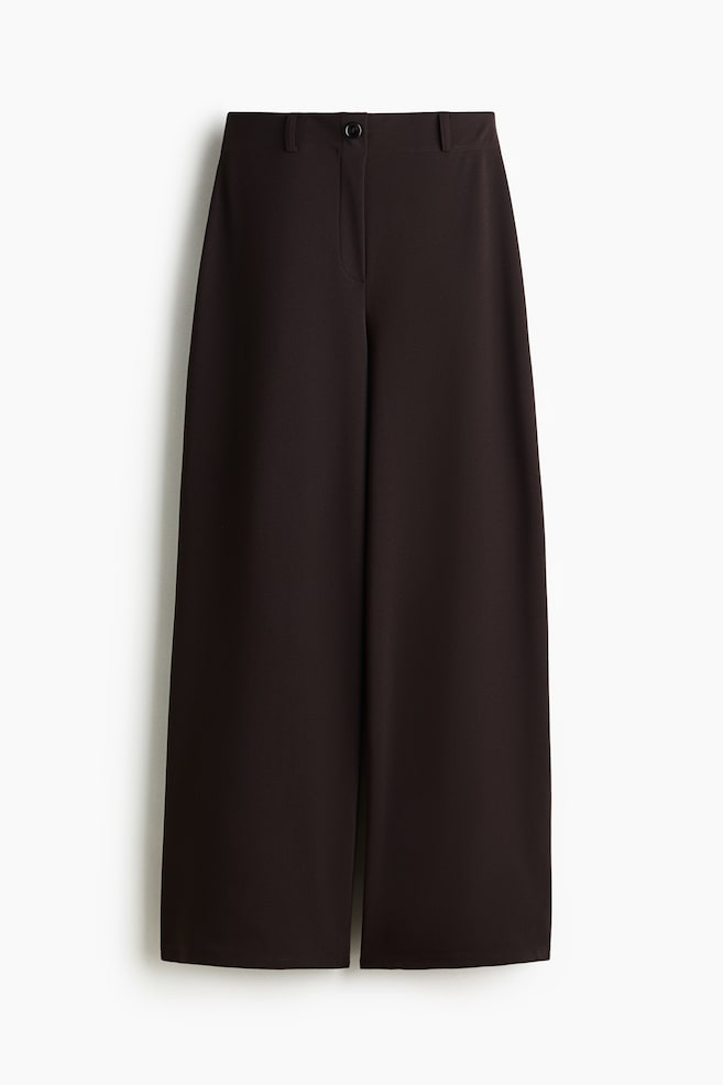 Wide jersey trousers - Dark brown/Dark grey marl - 1