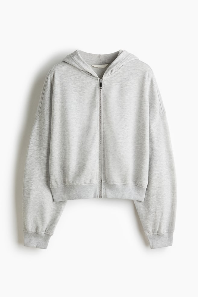 Kurze Hoodiejacke - Hellgraumeliert/Schwarz/Dunkelbraun - 1
