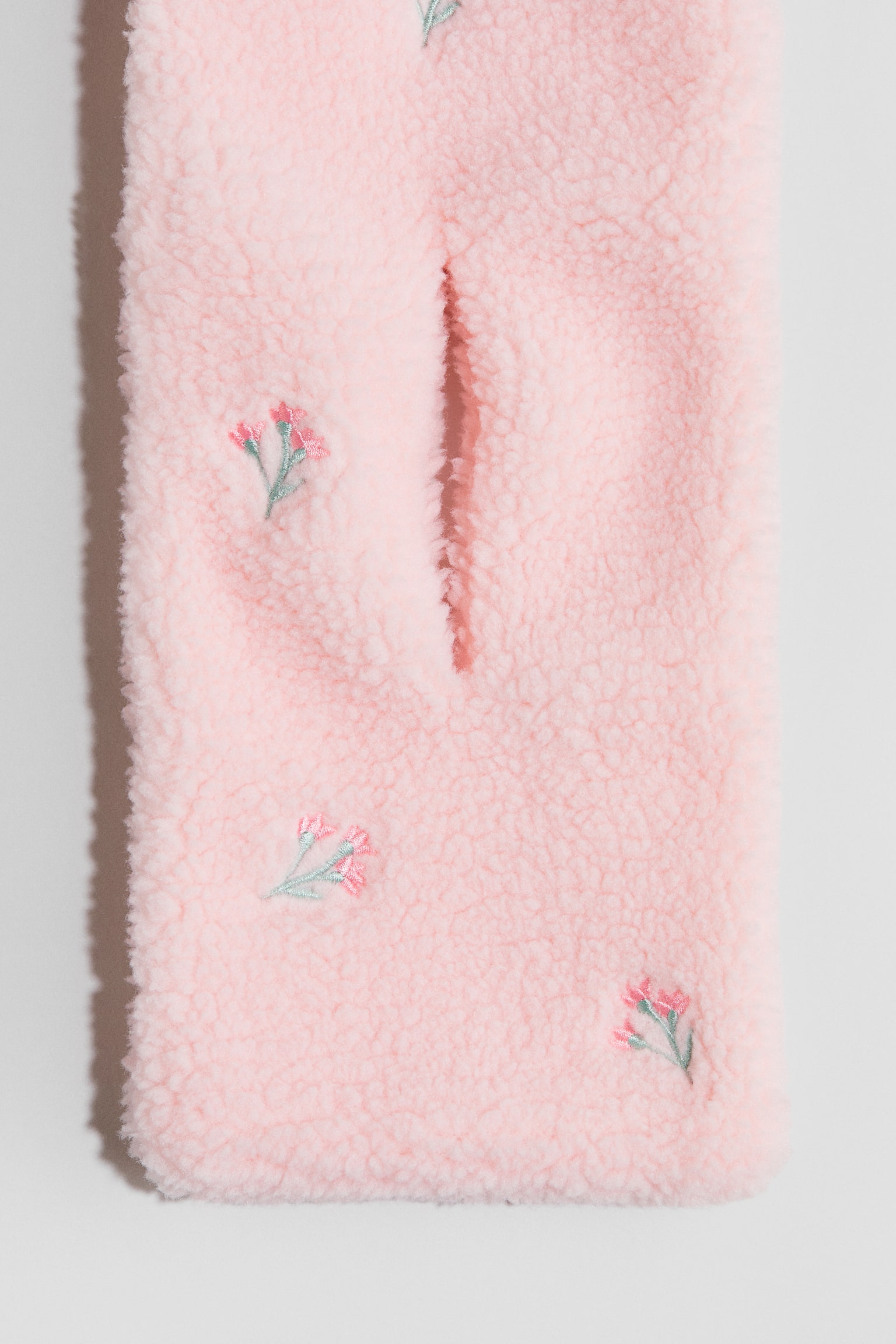 Embroidery-detail keyhole scarf - Light pink/Floral - 2