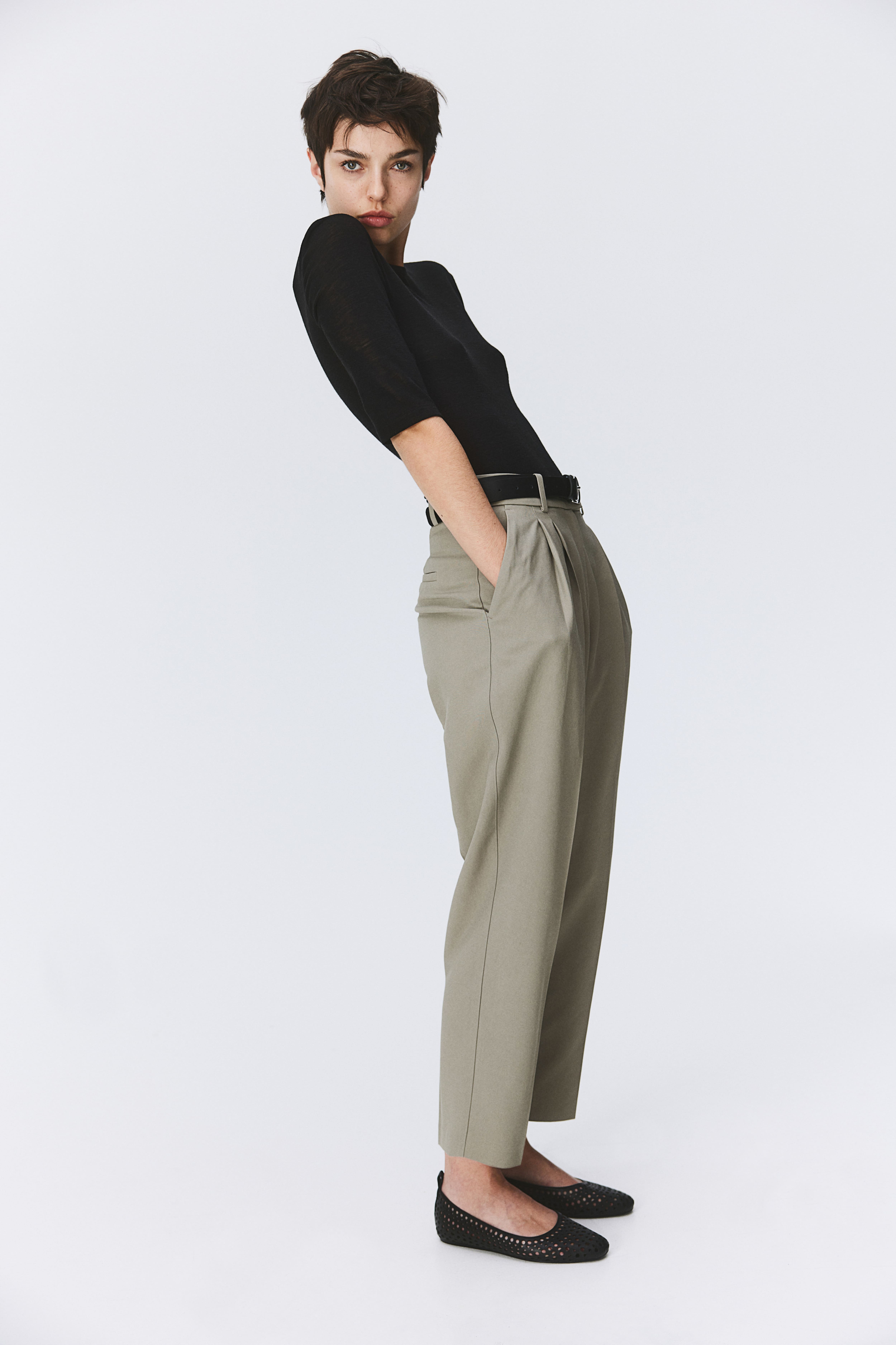Milica Trousers - Belted High Waisted Trousers in Black | Showpo USA