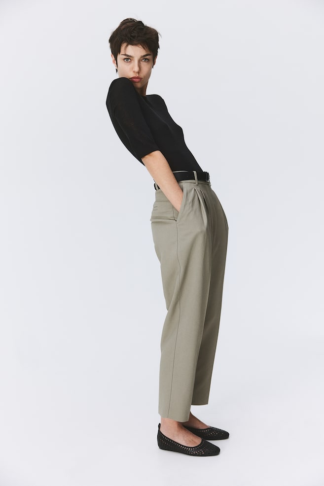 Stodlam Women's Pleated Hight Waist Trousers with Pockets Women's