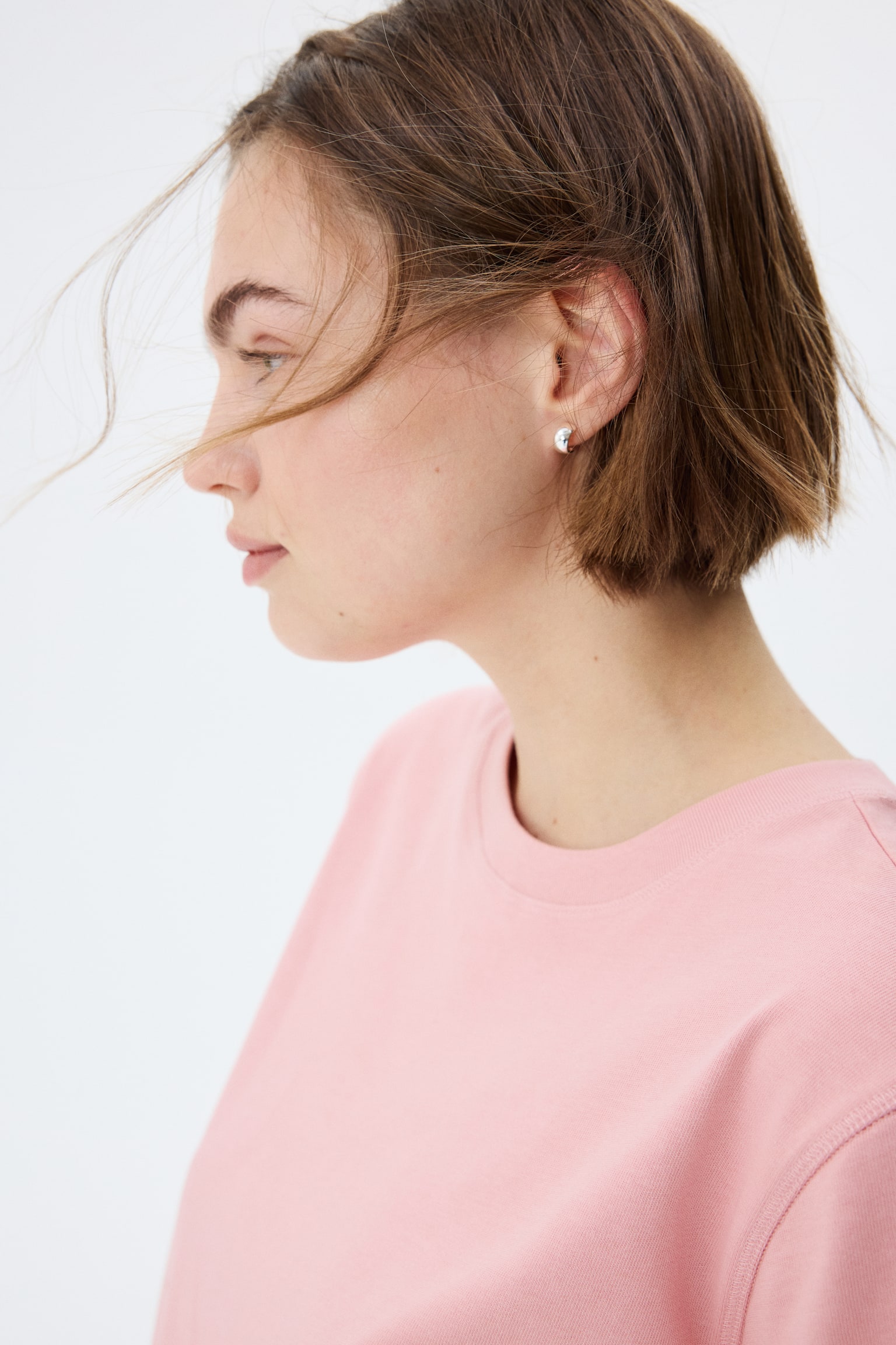 טישירט אוברסייז מכותנה - ורוד בהיר/שחור/חום - 5