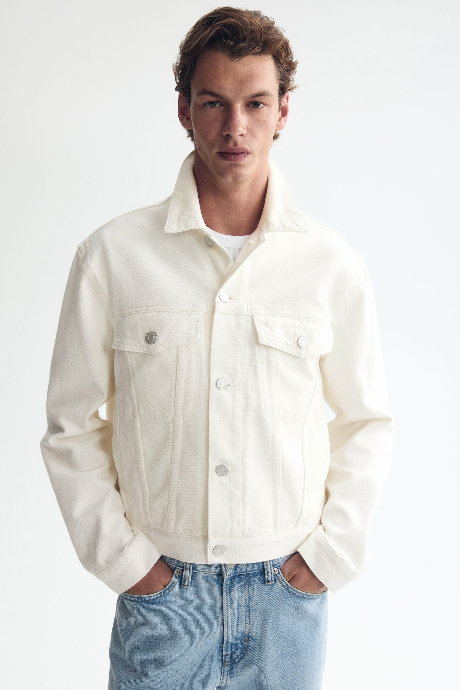 Denim trucker jacket - Cream - 1