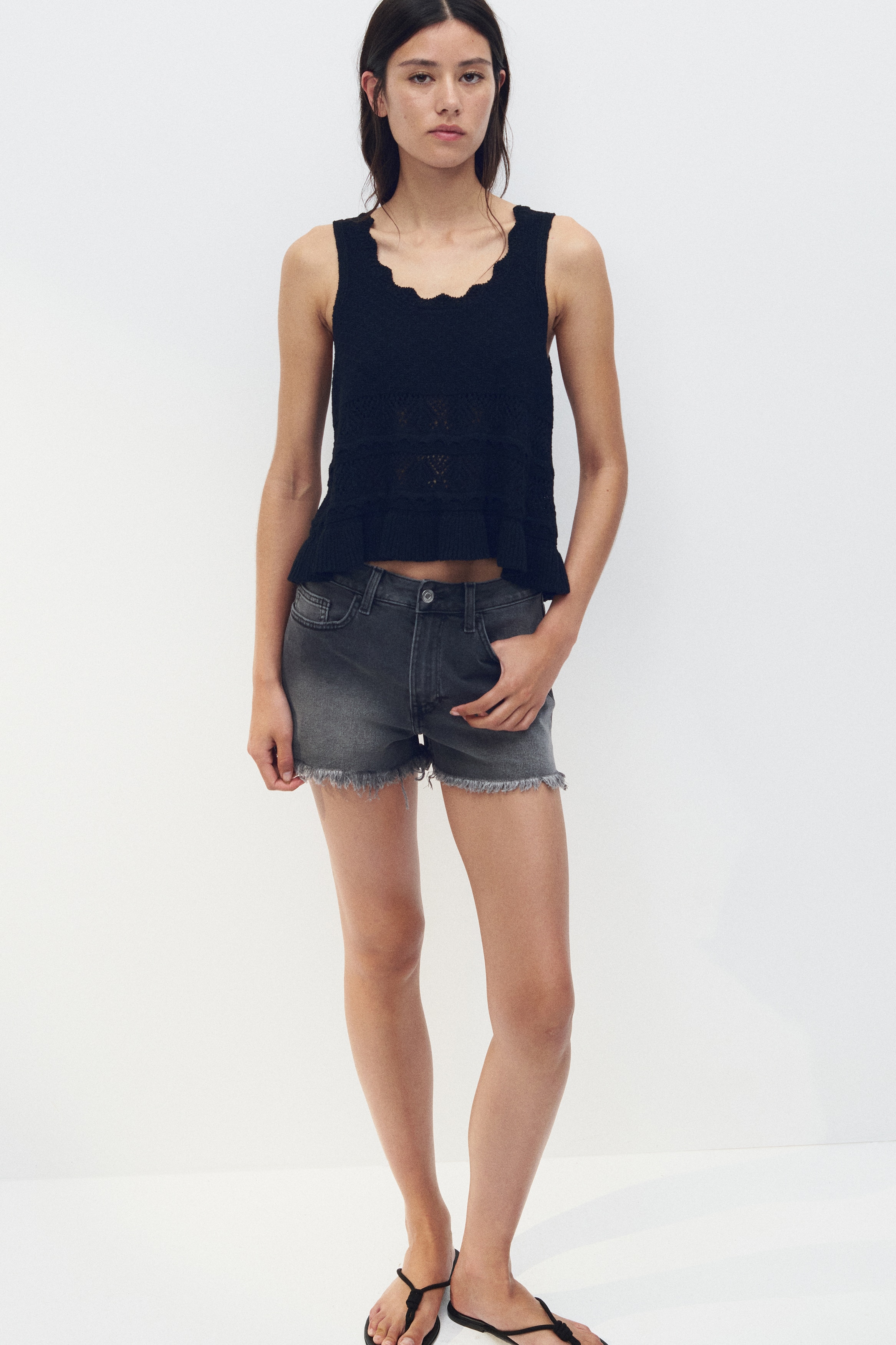Crochet-look vest top