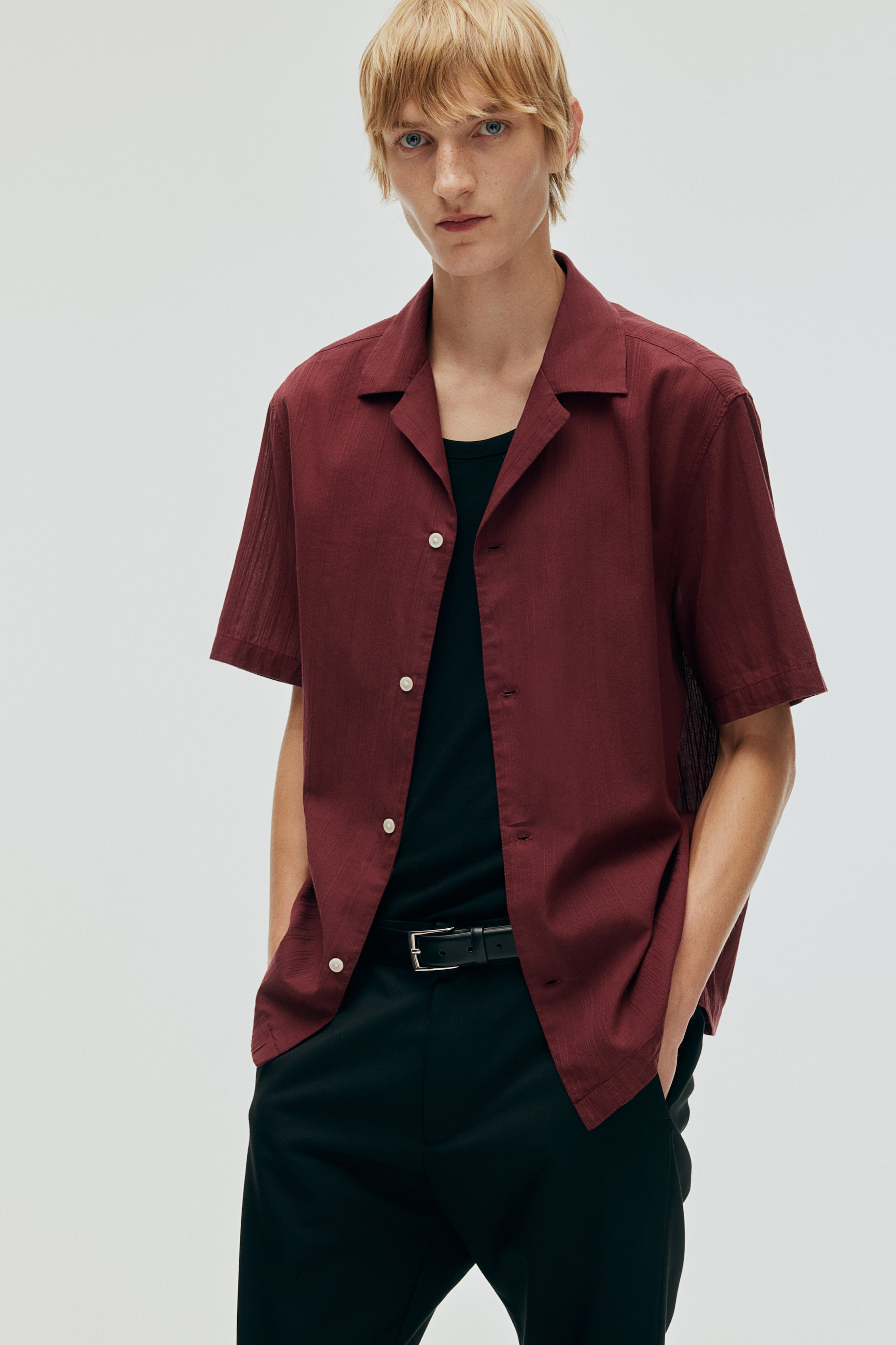 Regular Fit Textured-weave Resort Shirt