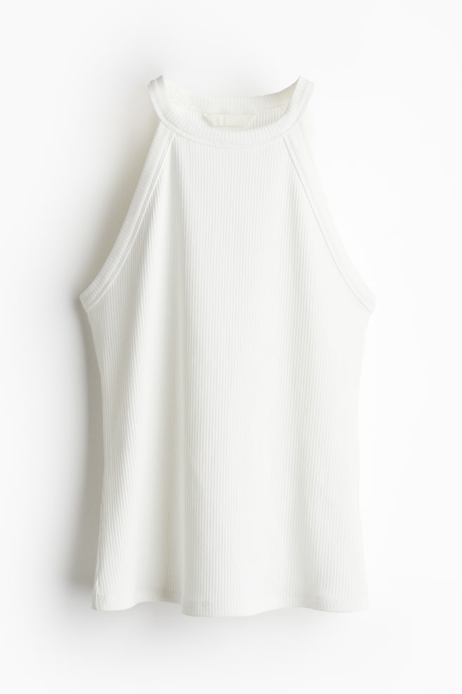 Geribde tanktop - Wit - 1