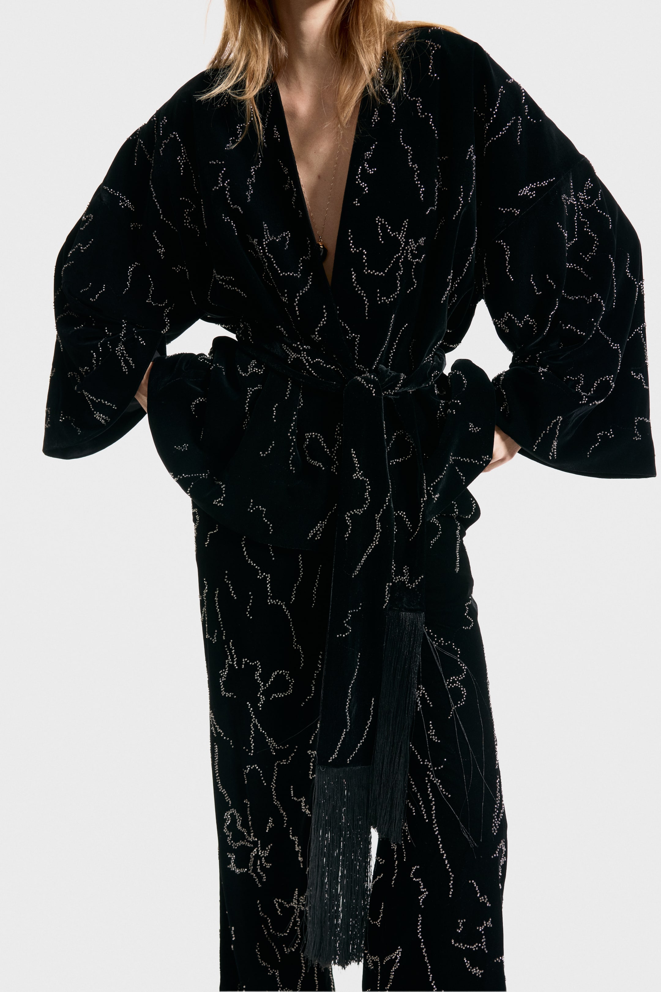 View larger image: Tie-belt throw-on blazer - Black | H&M GB 3