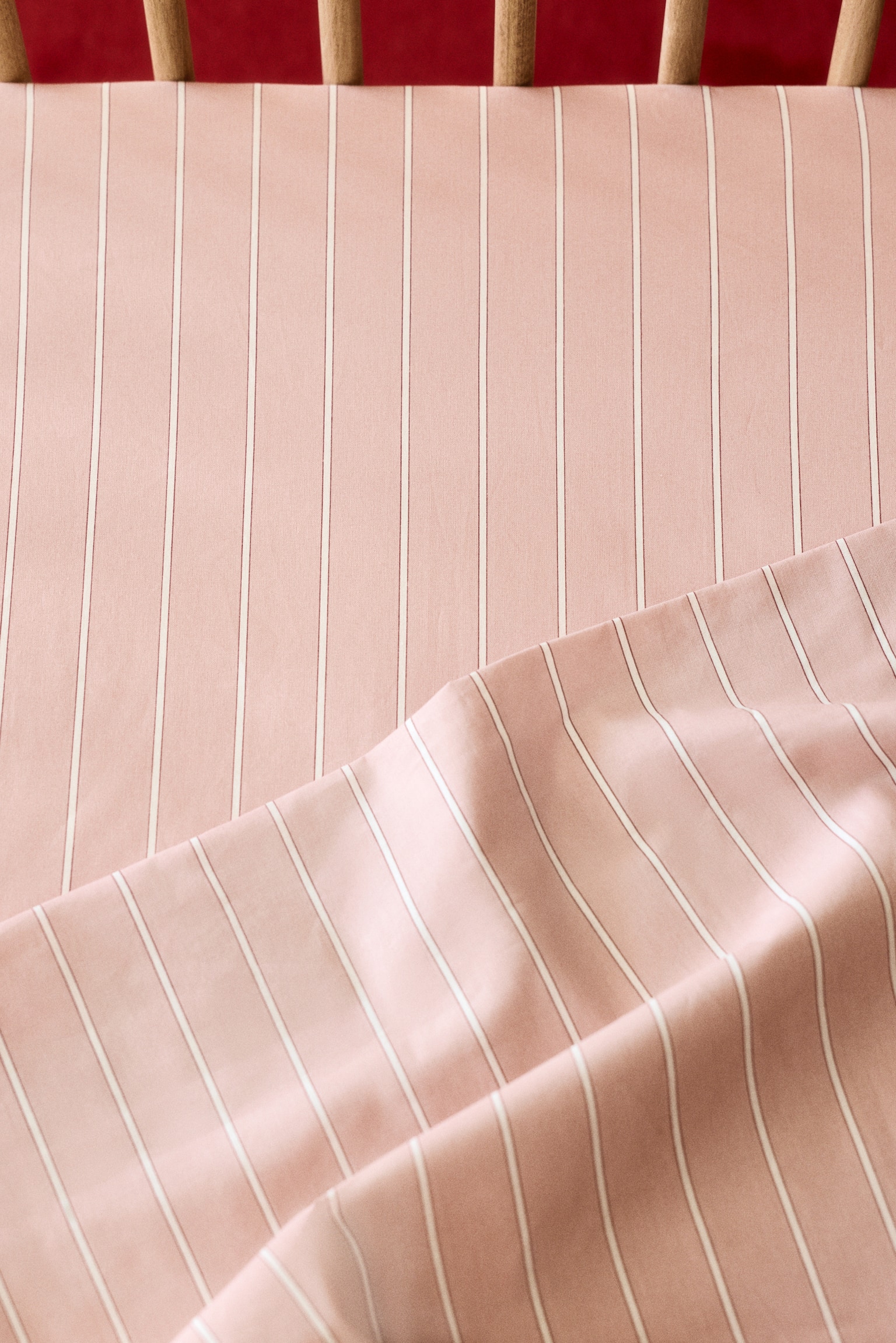 Striped cotton cot fitted sheet - Dusty pink/Striped/Light beige/Striped/Dusty blue/Striped - 1