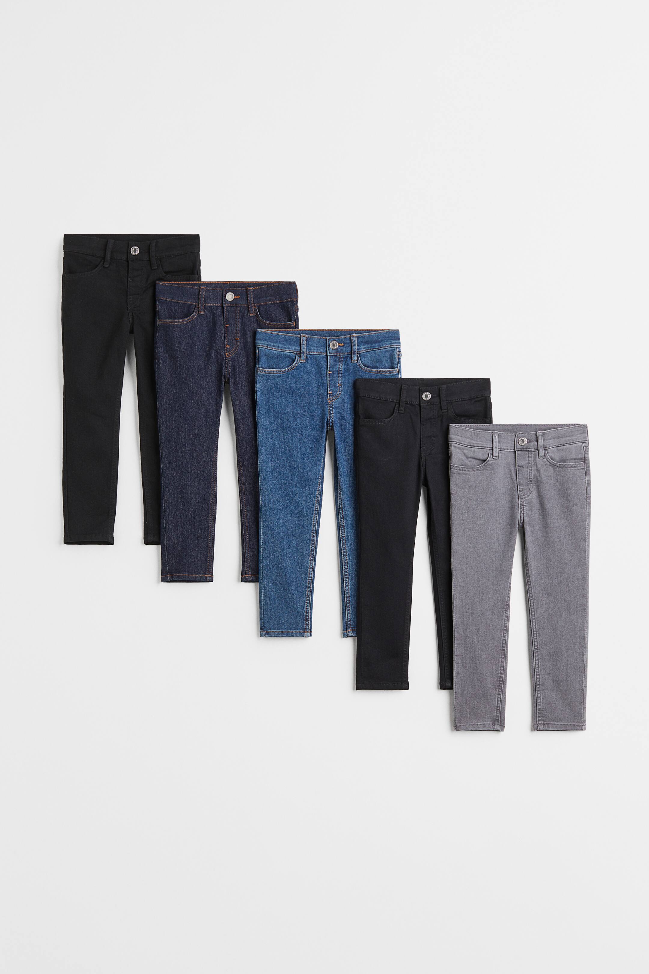 查看大圖: 5件入舒適彈性貼身牛仔褲 - 黑色/丹寧藍 - Kids | H&M 1