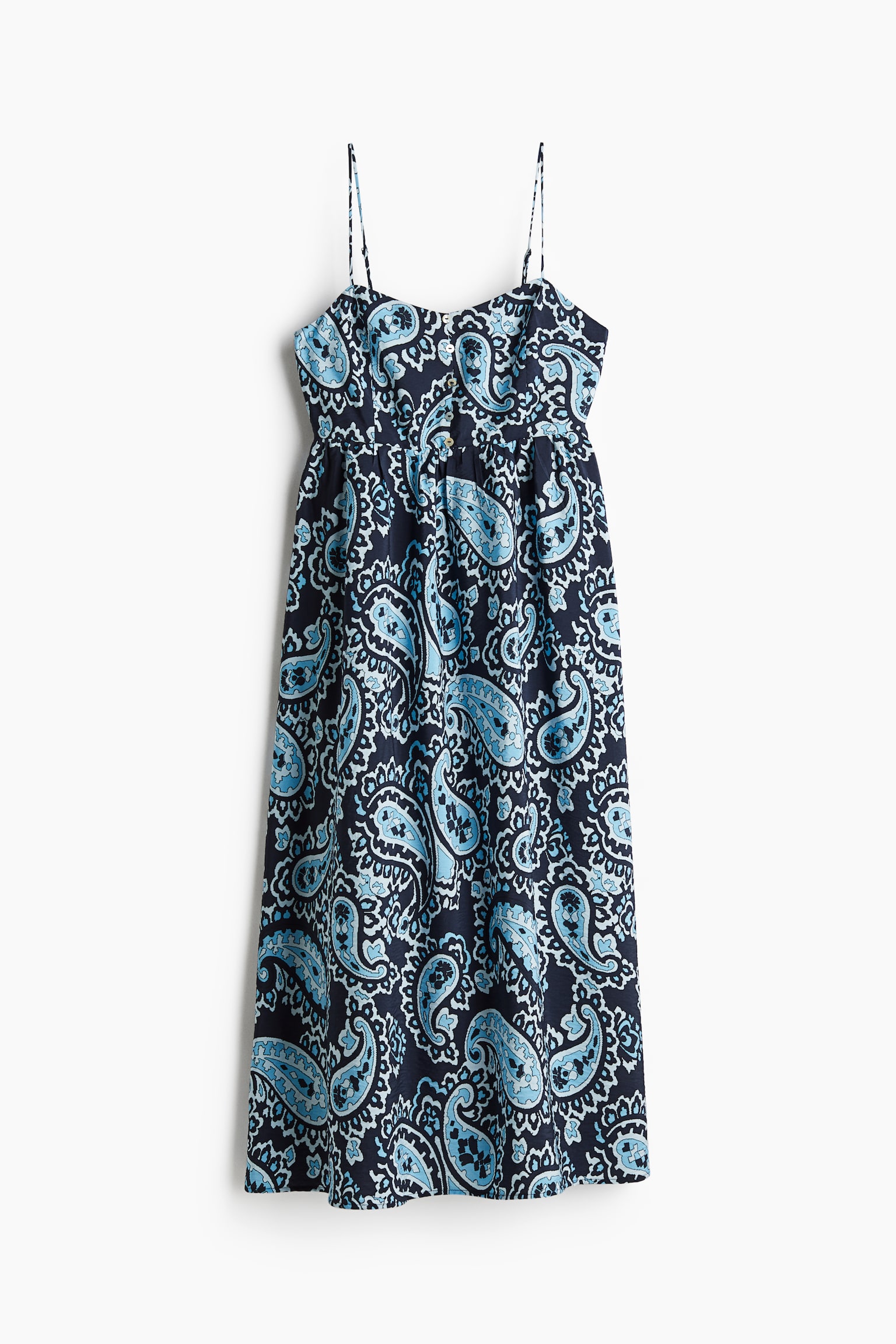 Button-front strappy dress - Navy blue/Paisley-patterned/White/Powder pink/Black patterned/Red - 2