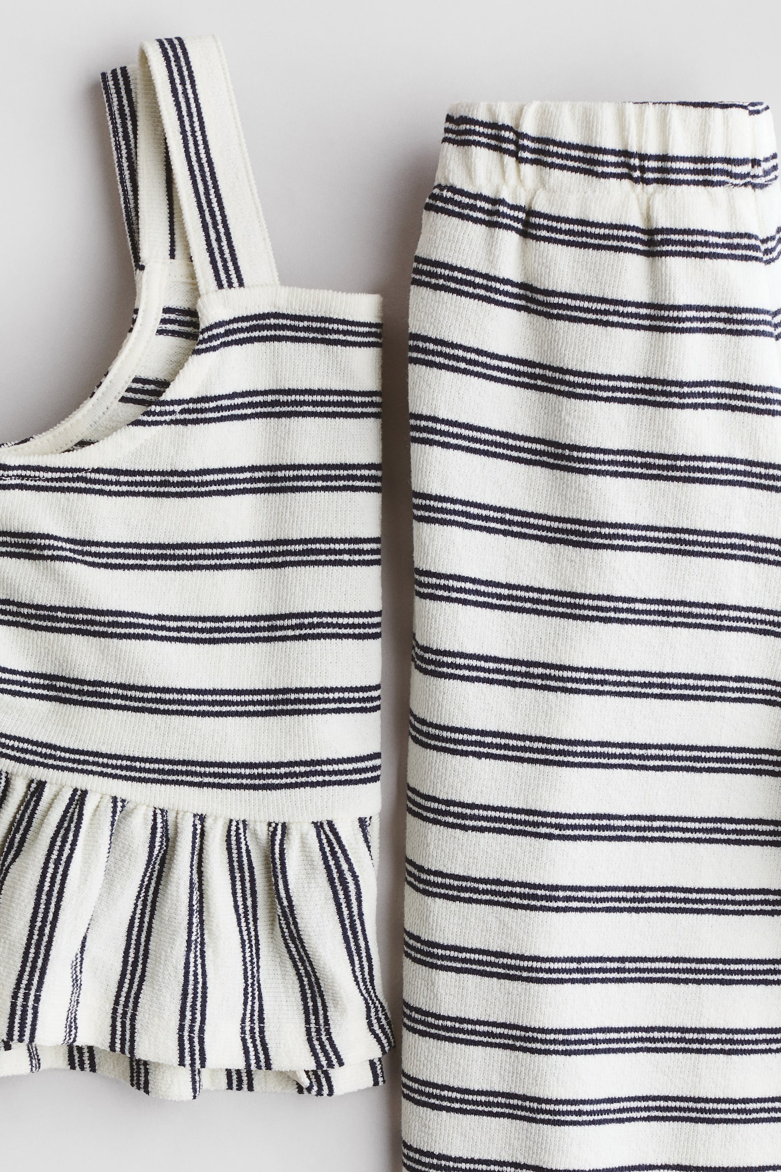 2-piece jersey set - White/Navy blue striped/Light pink/Strawberries - 3
