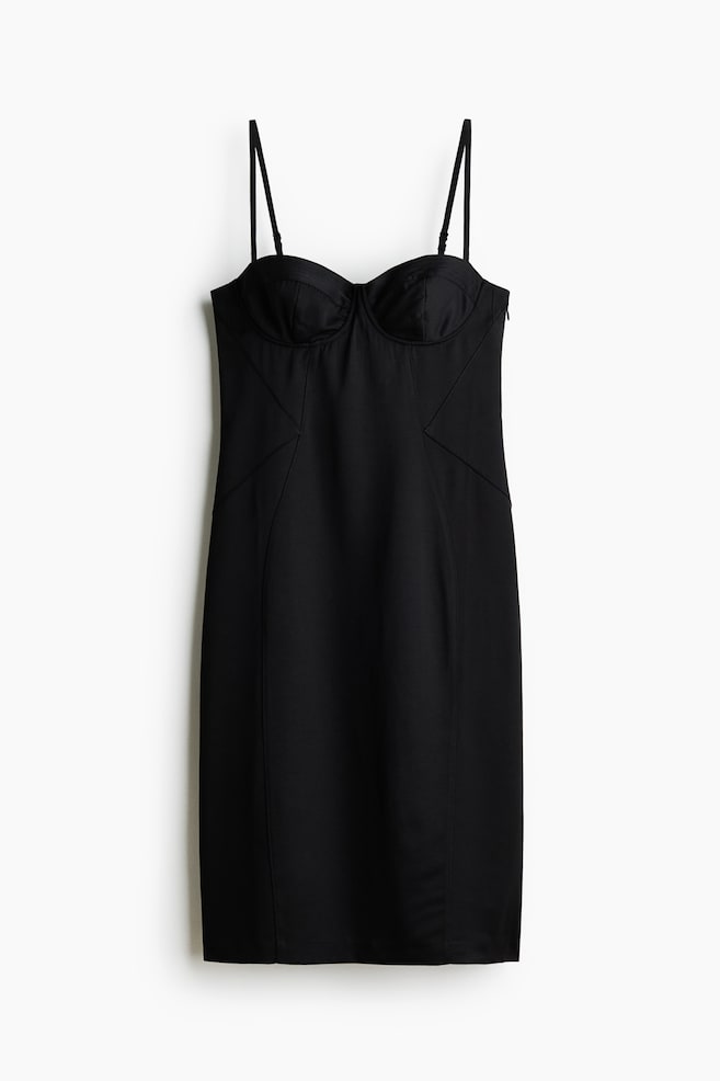 Vestido ajustado con tirantes finos - Negro - 1