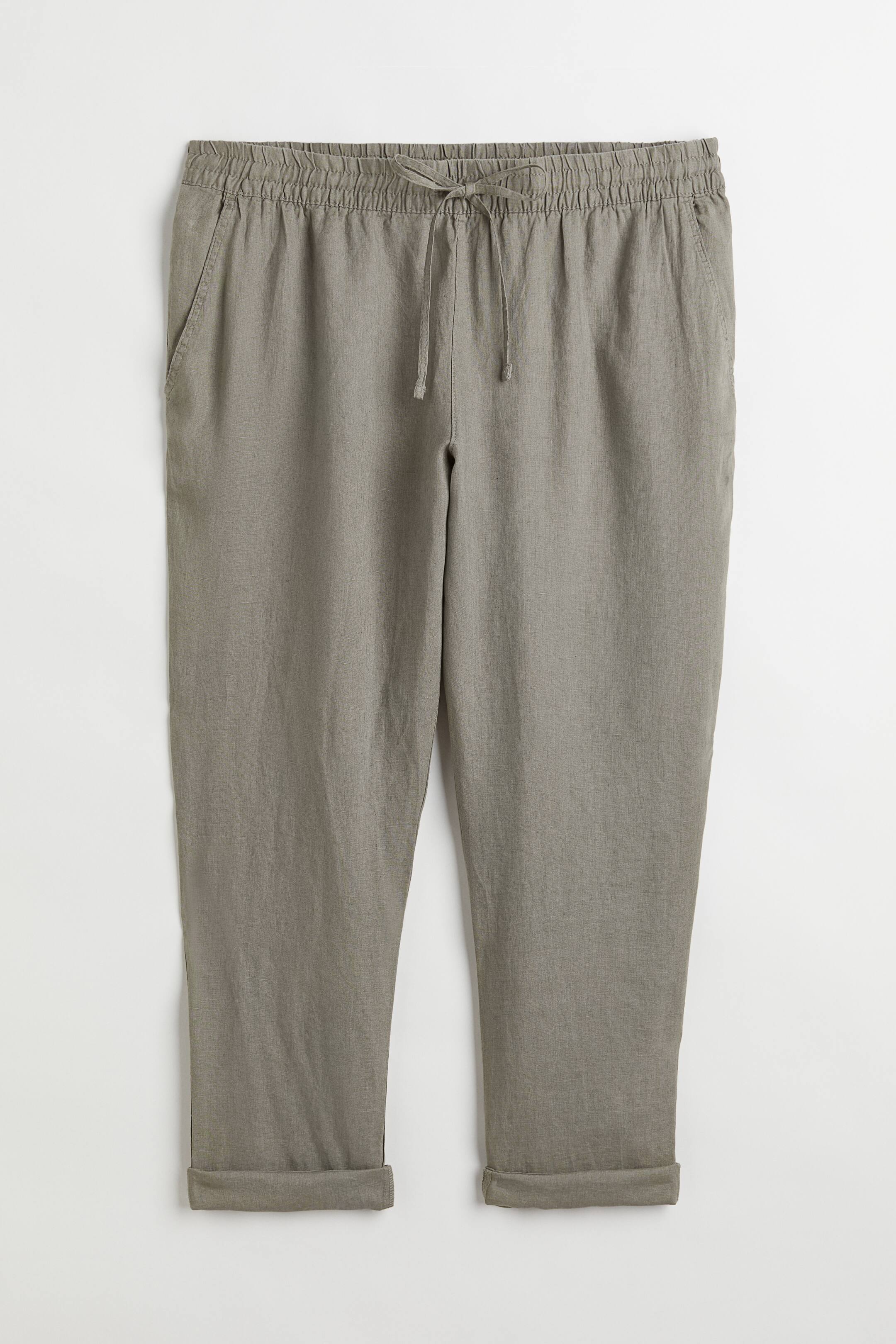 View larger image: H&M+ Linen joggers - Khaki green - Ladies | H&M 1