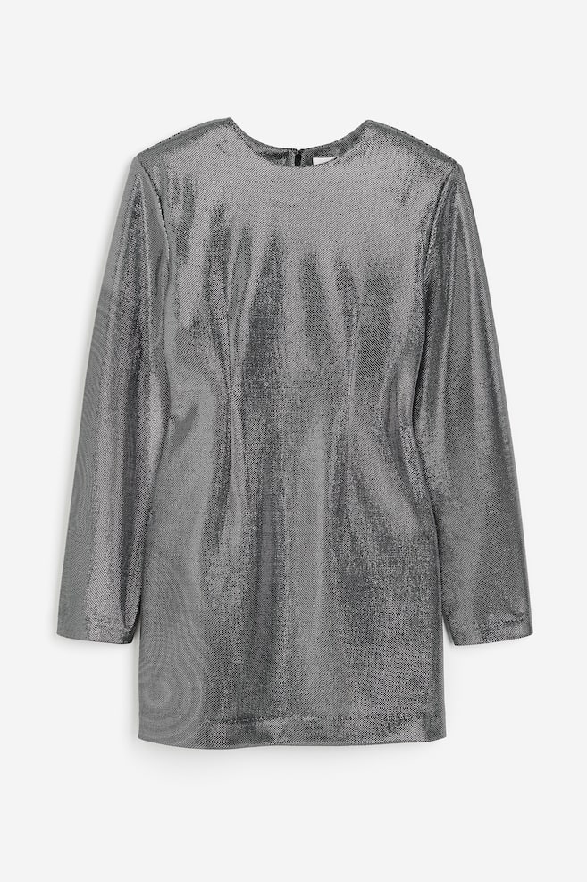 Robe brillante avec épaulettes - Noir/argenté - 1